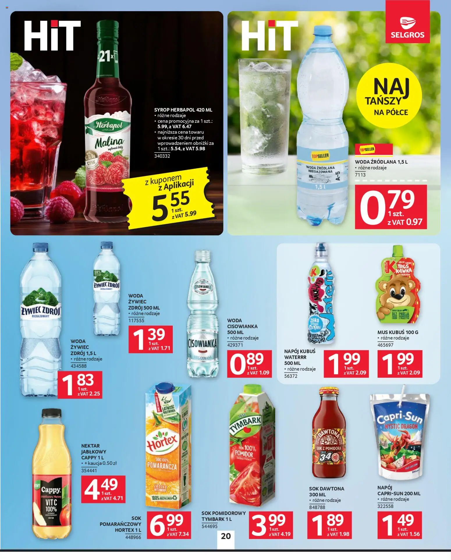 Selgros cash&carry Gazetka od 08.01.2026 | Strona: 20 | Produkty: Syrop, Top, Woda żywiec, Woda źródlana
