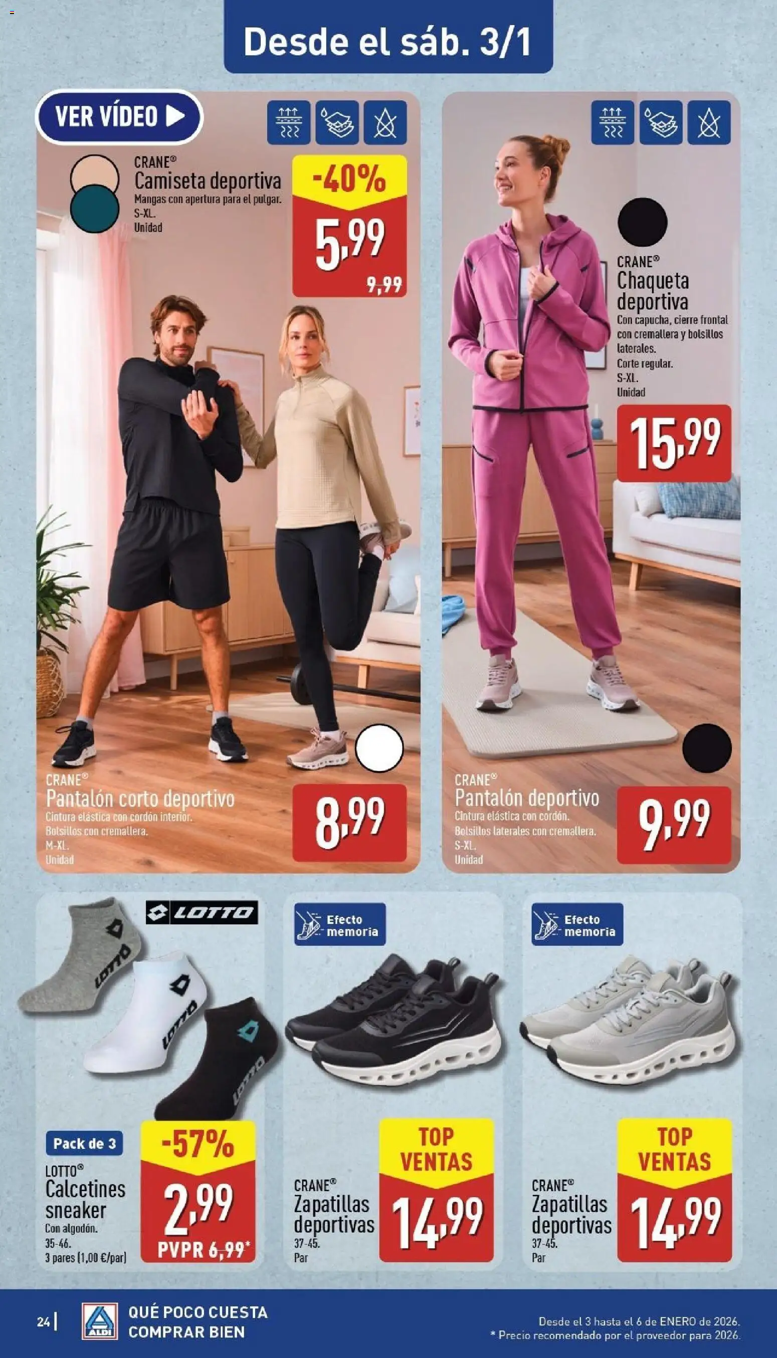 Aldi folleto Baleares │ válido desde el 29.12.2025 | Página: 24 | Productos: Chaqueta, Video, Camiseta deportiva, Pantalón corto