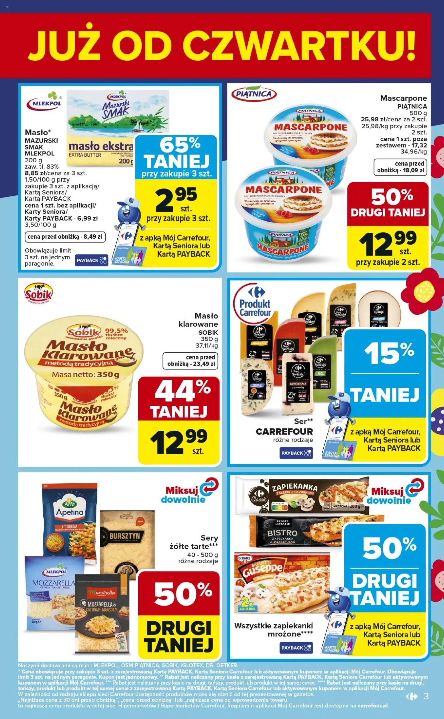 Carrefour gazetka - Weekend okazji od 12.03.2026 | Strona: 3 | Produkty: Zapiekanka, Masło, Zapiekanki, Mozzarella
