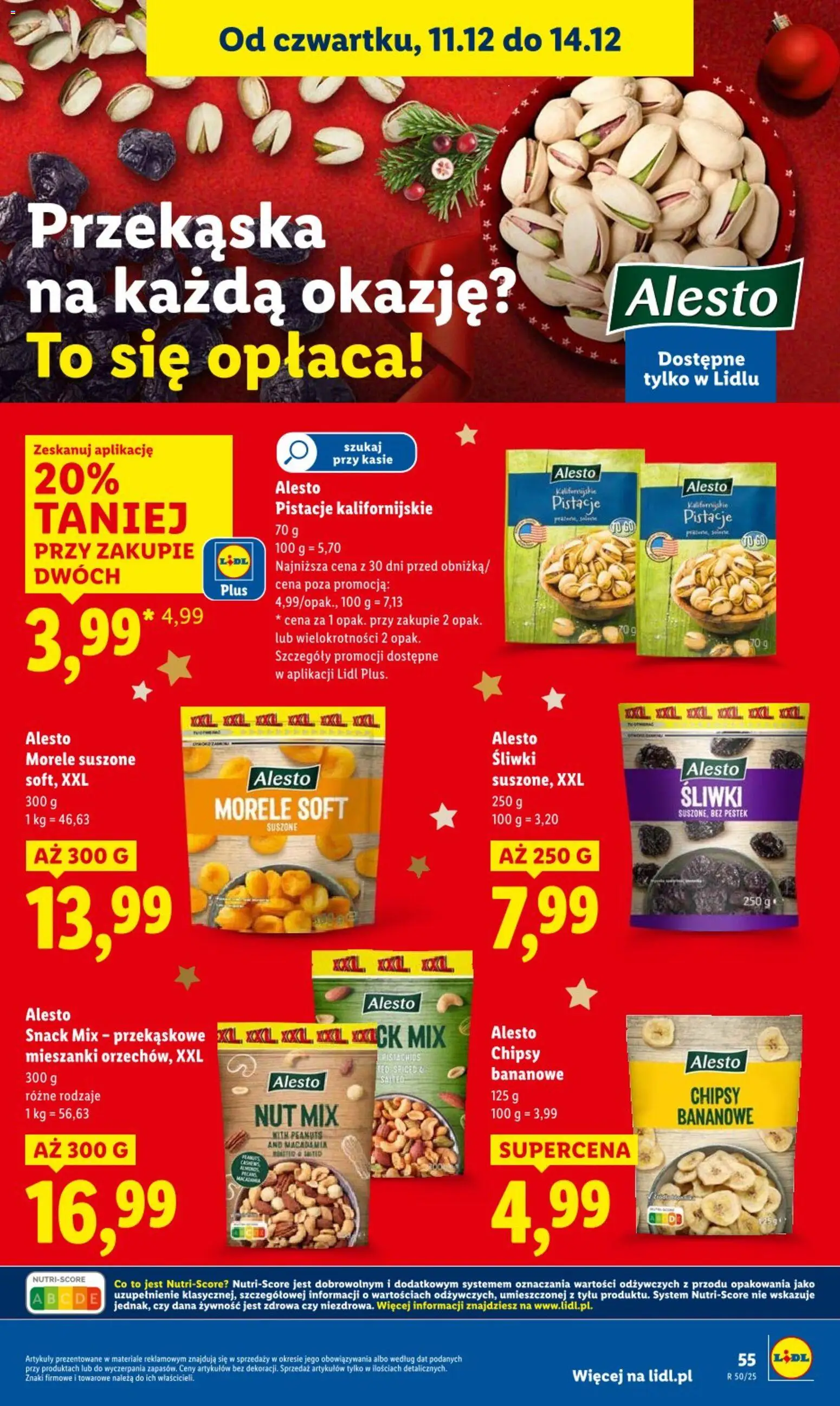 Lidl Gazetka od 11.12.2025 | Strona: 55 | Produkty: Chipsy, Chipsy bananowe, Morele, Śliwki