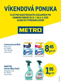 Metro víkendová ponuka - Drogéria - náhľad platný od 31.07.2025