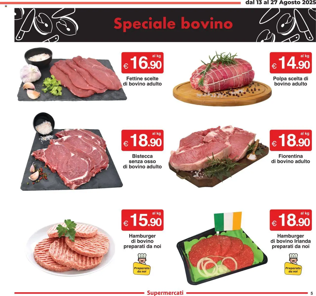Volantino Sì con Te del 13.08.2025 | Pagina: 5 | Prodotti: Bovino, Hamburger