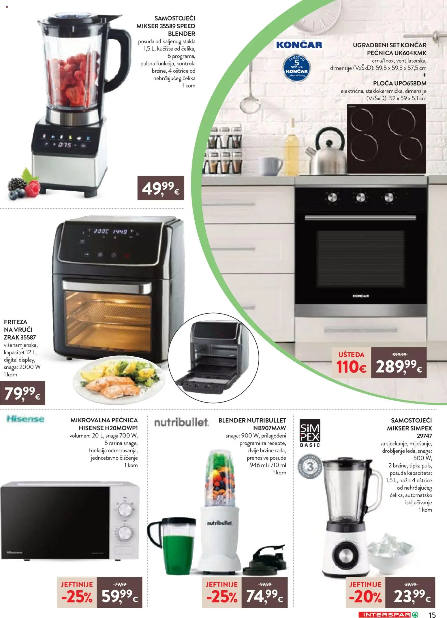 Interspar katalog | vrijedi od 12.03.2026 | Stranica: 15 | Proizvodi: Nož, Blender, Pećnica, Friteza na vrući zrak
