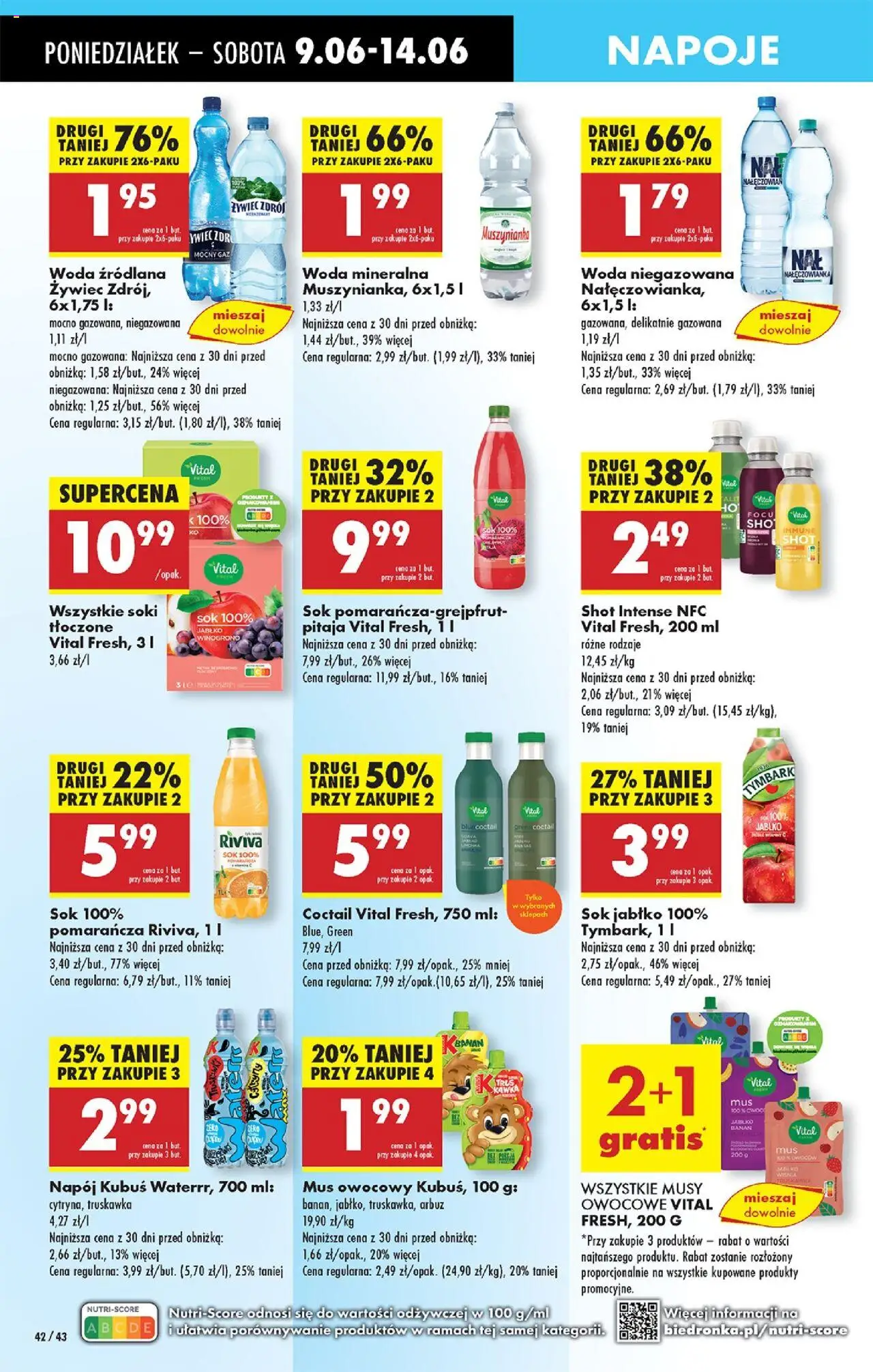 Biedronka gazetka od 09.06.2025 | Strona: 46 | Produkty: Arbuz, Winogrono, Muszynianka, Woda niegazowana