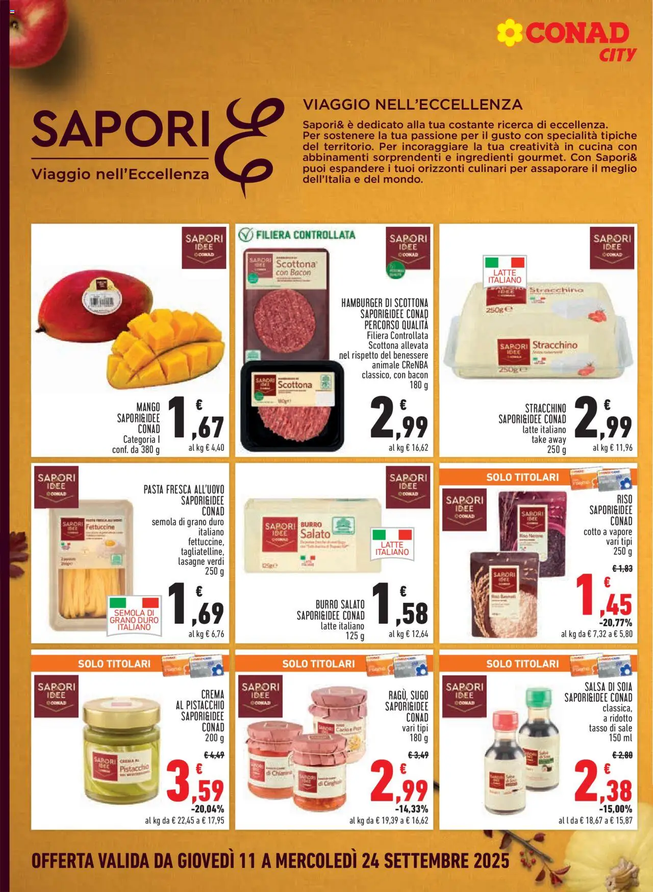 Volantino Conad del 11.09.2025 | Pagina: 10 | Prodotti: Crema, Riso, Mango, Sugo