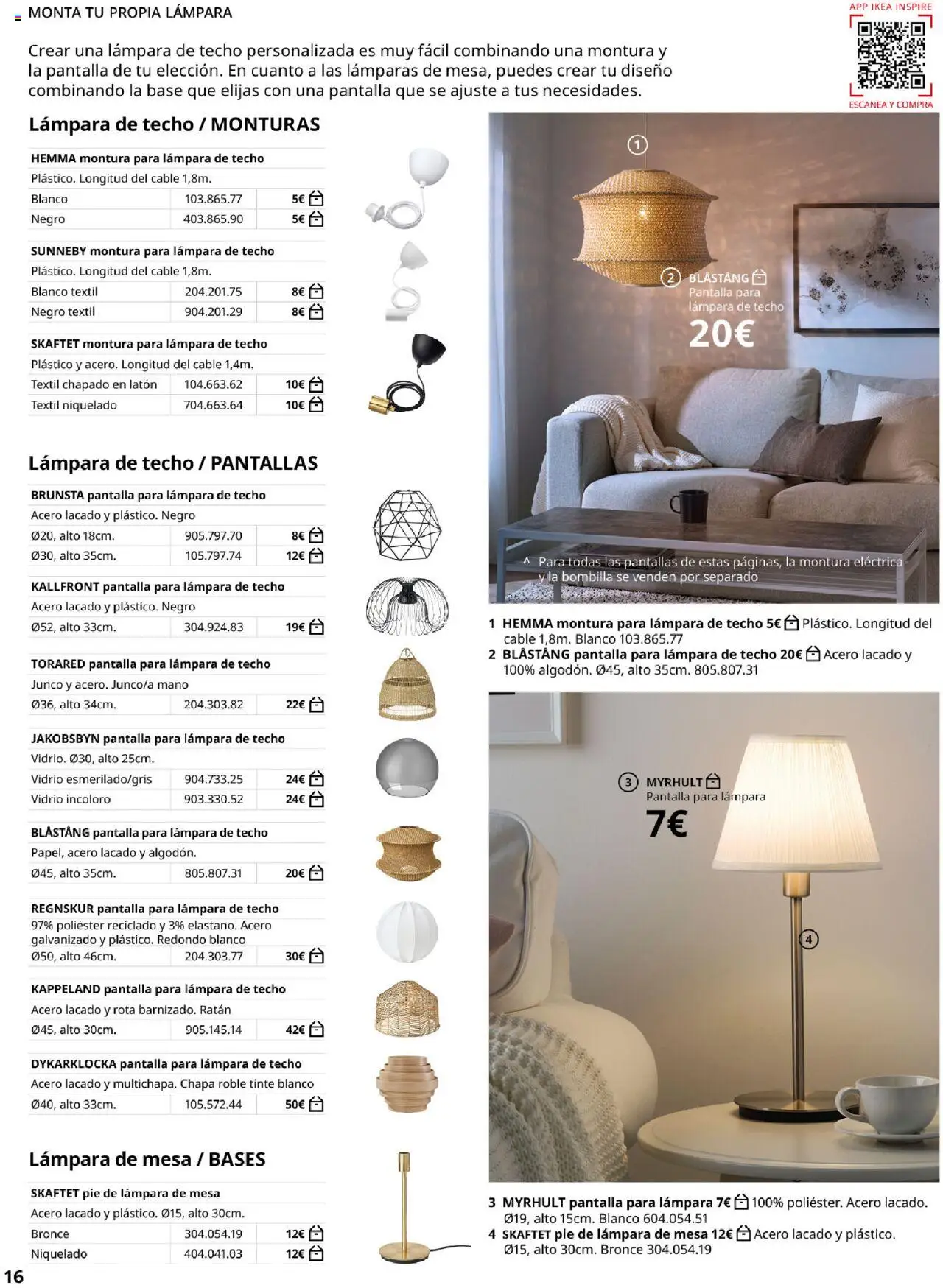 Catálogo IKEA Iluminación │ válido desde el 06.02.2025 | Página: 16 | Productos: Tinte, Lámpara de techo, Cable, Bombilla