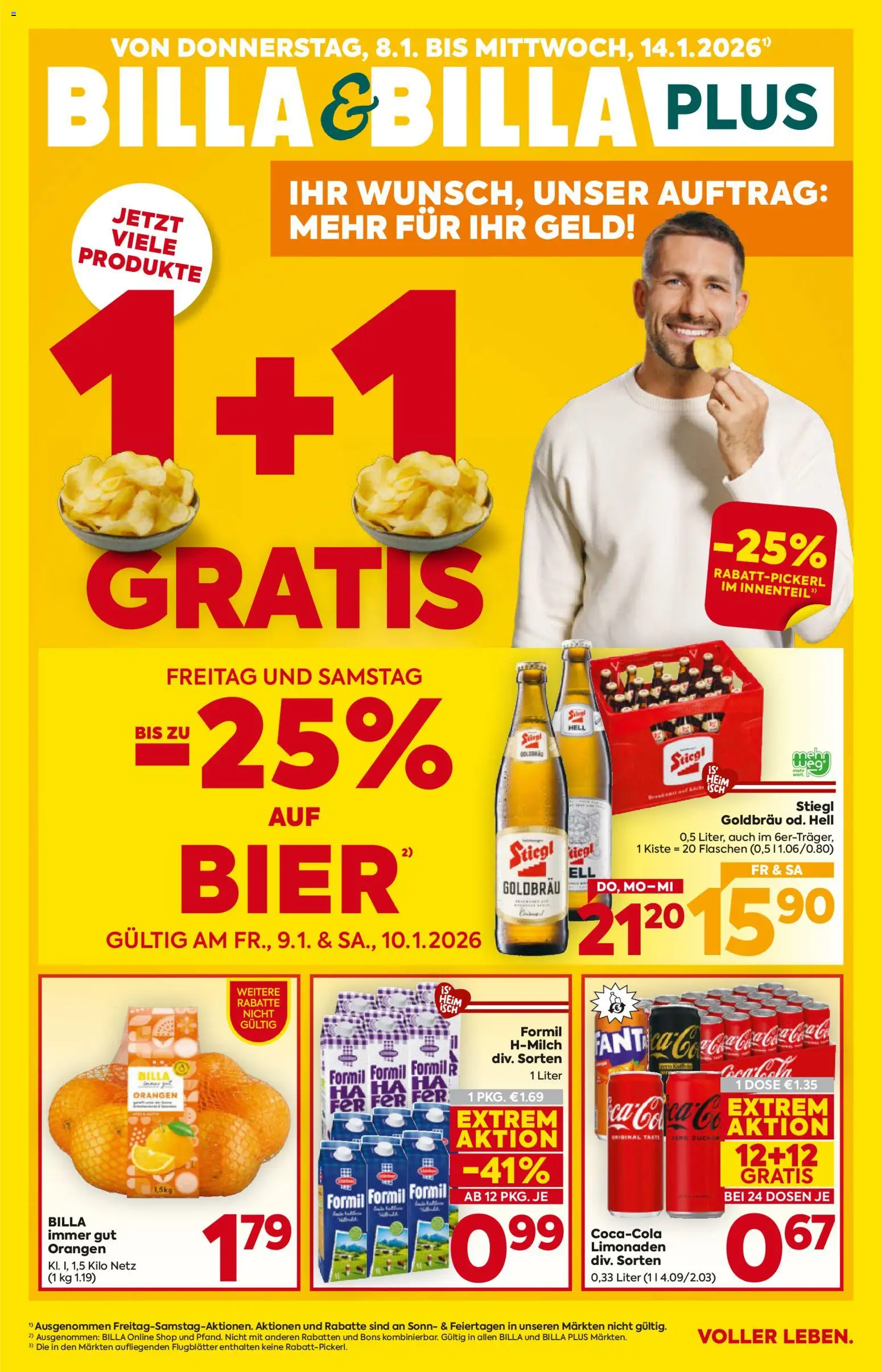 Billa Flugblatt - Salzburg gültig ab 08.01.2026 | Seite: 1 | Produkte: Zucker, Bier, Orangen