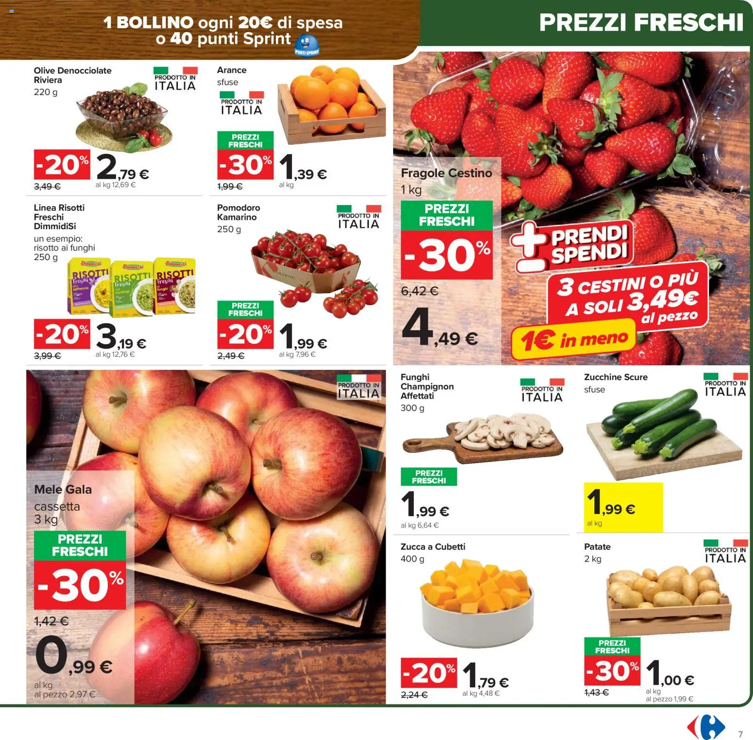 Volantino Carrefour del 02.03.2026 | Pagina: 7 | Prodotti: Mele, Arance, Patate, Cestino