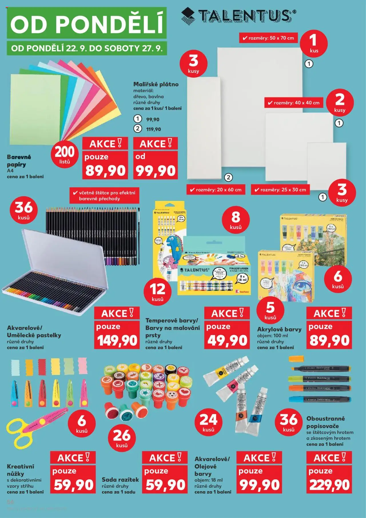 Kaufland leták - Plzeň od 17.09.2025 | Strana: 56 | Produkty: Akrylové barvy, Nůžky, Talentus, Barvy