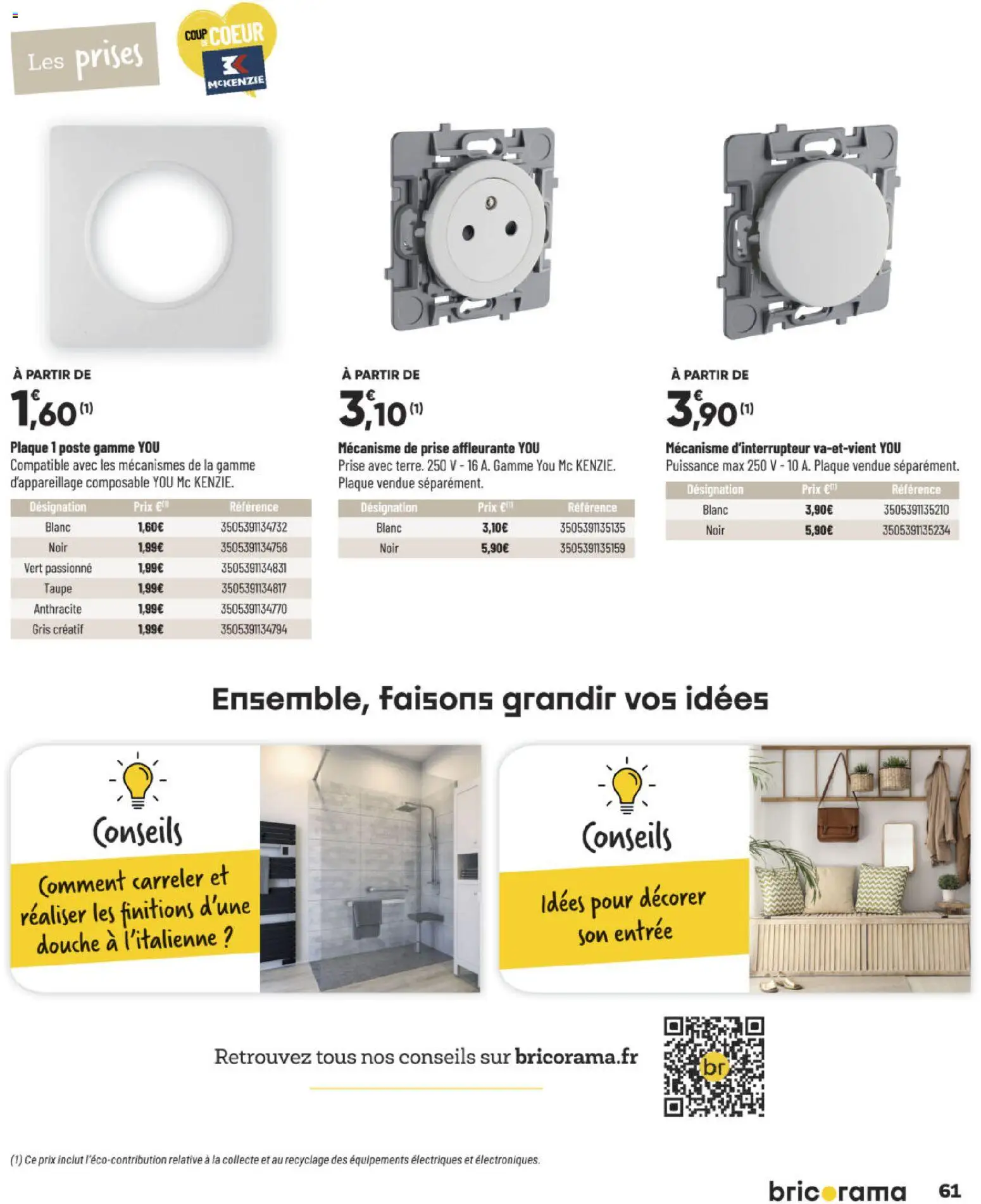 {H1} | Page: 61 | Produits: Prises, Prise, Douche