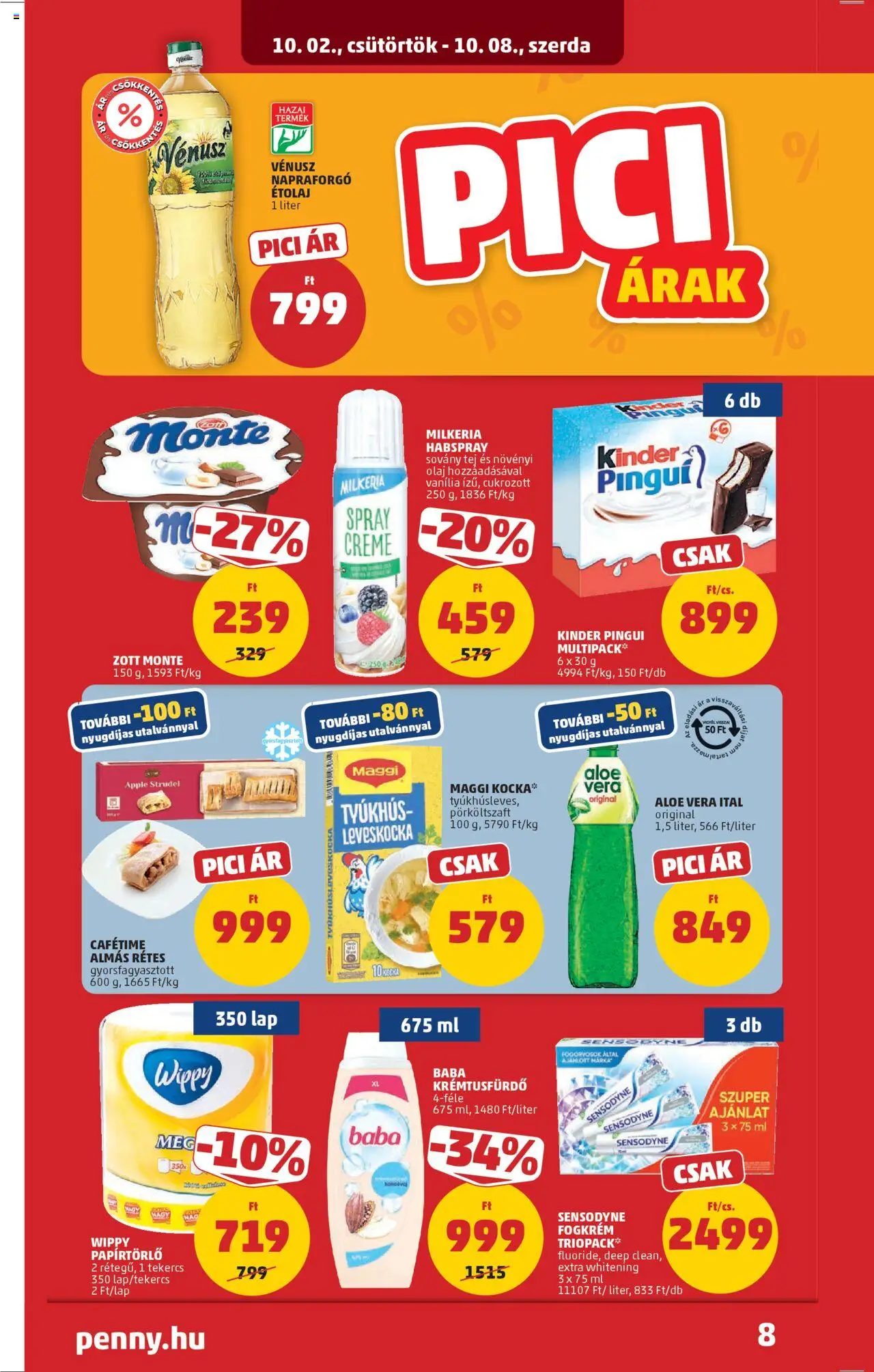 PENNY akciós ujság - amely érvényes a következő dátumtól: 02.10.2025 | Oldal: 12 | Termékek: Papírtörlő, Aloe vera ital, Tej, Fogkrém