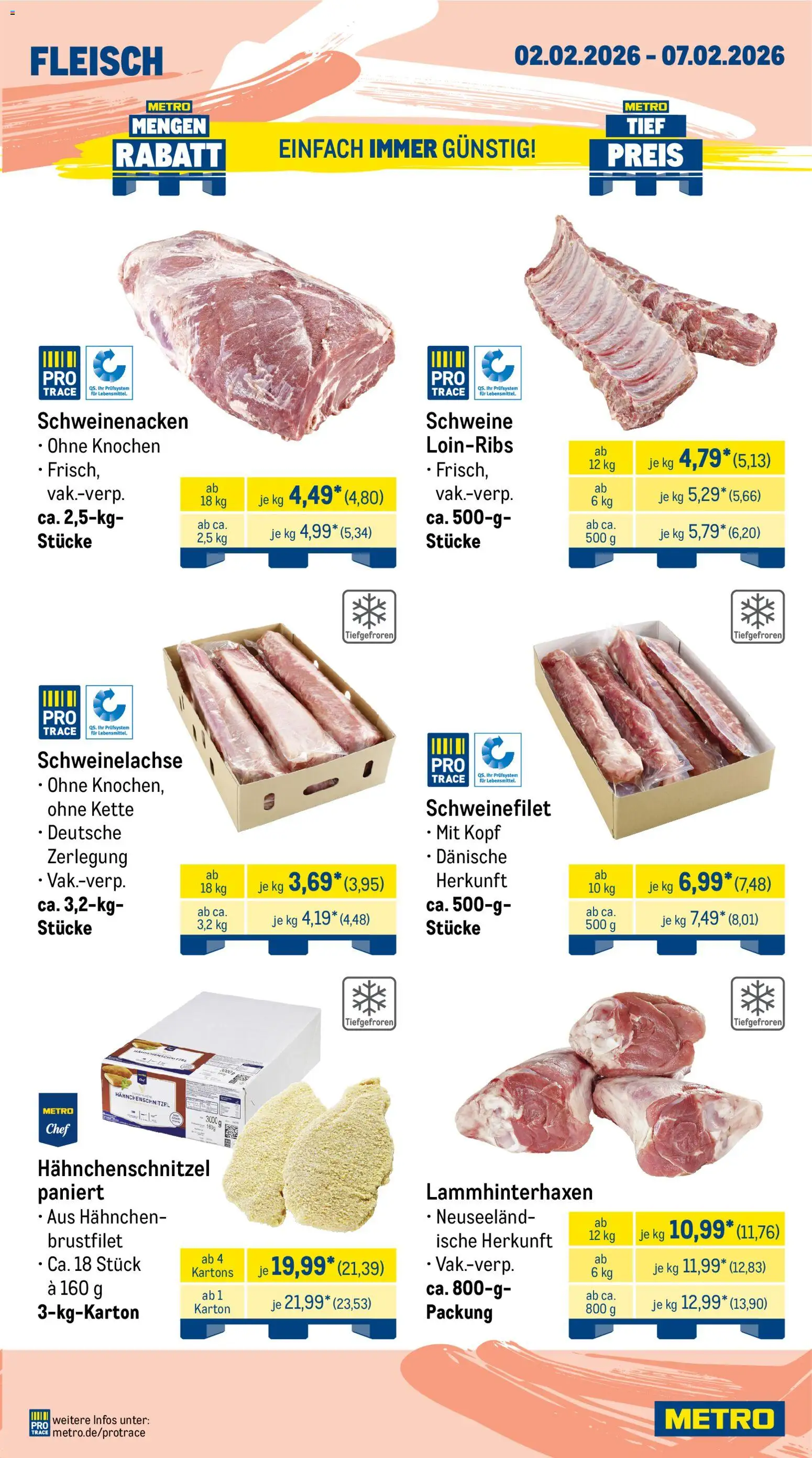Metro Wochen-Angebote Gastro – gültig ab 02.02.2026 | Seite: 3 | Produkte: Hahnchen, Schweinenacken, Schweinefilet, Fleisch