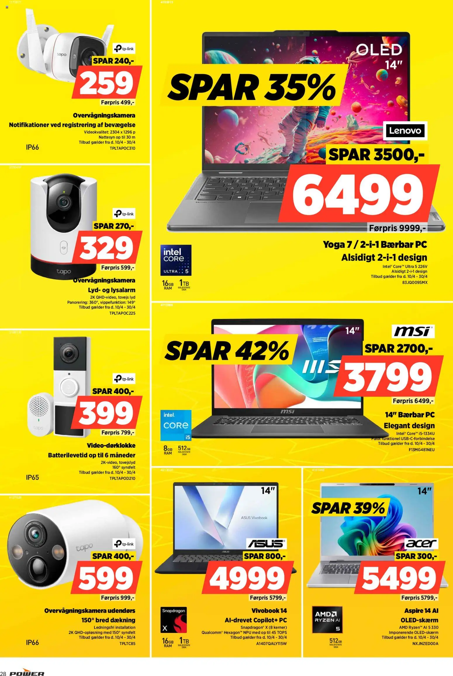 Power tilbudsavis – gyldig fra 17.04.2026 | Side: 28 | Produkter: Overvågningskamera, Disk, PC, Lyd