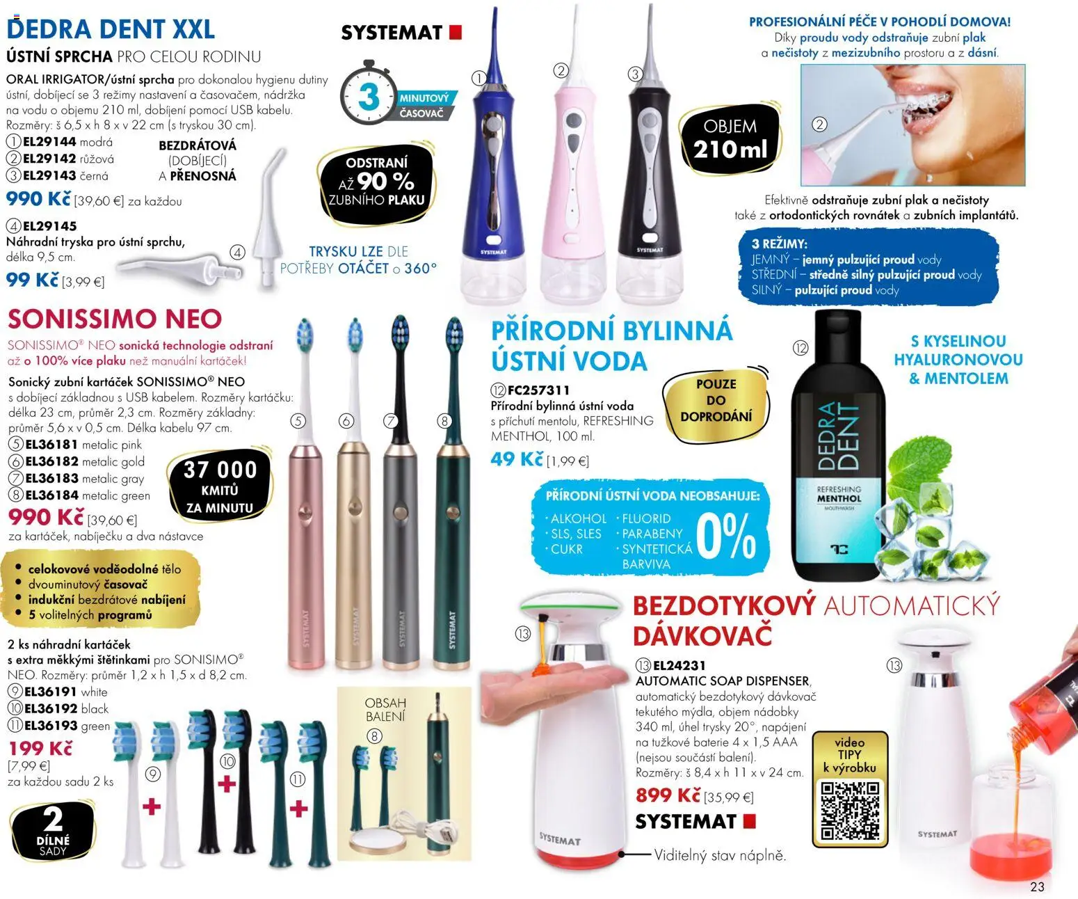 Nové Dedra akcie – leták je platný od 01.01.2026 | Strana: 23 | Produkty: Sprcha, Voda, Video, USB