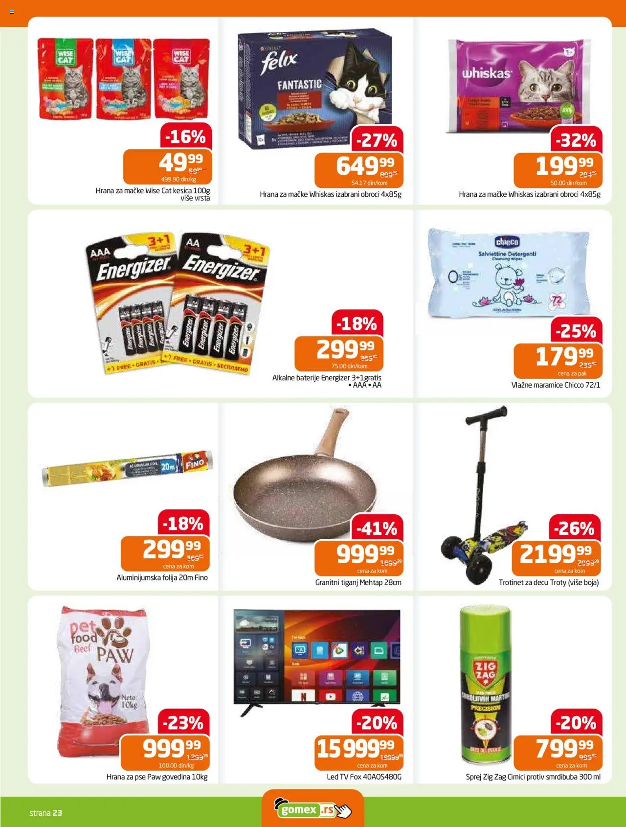 Gomex katalog - važi od 02.07.2025 | Strana: 23 | Proizvode: Hrana za pse, Hrana za mačke, Whiskas, Tiganj