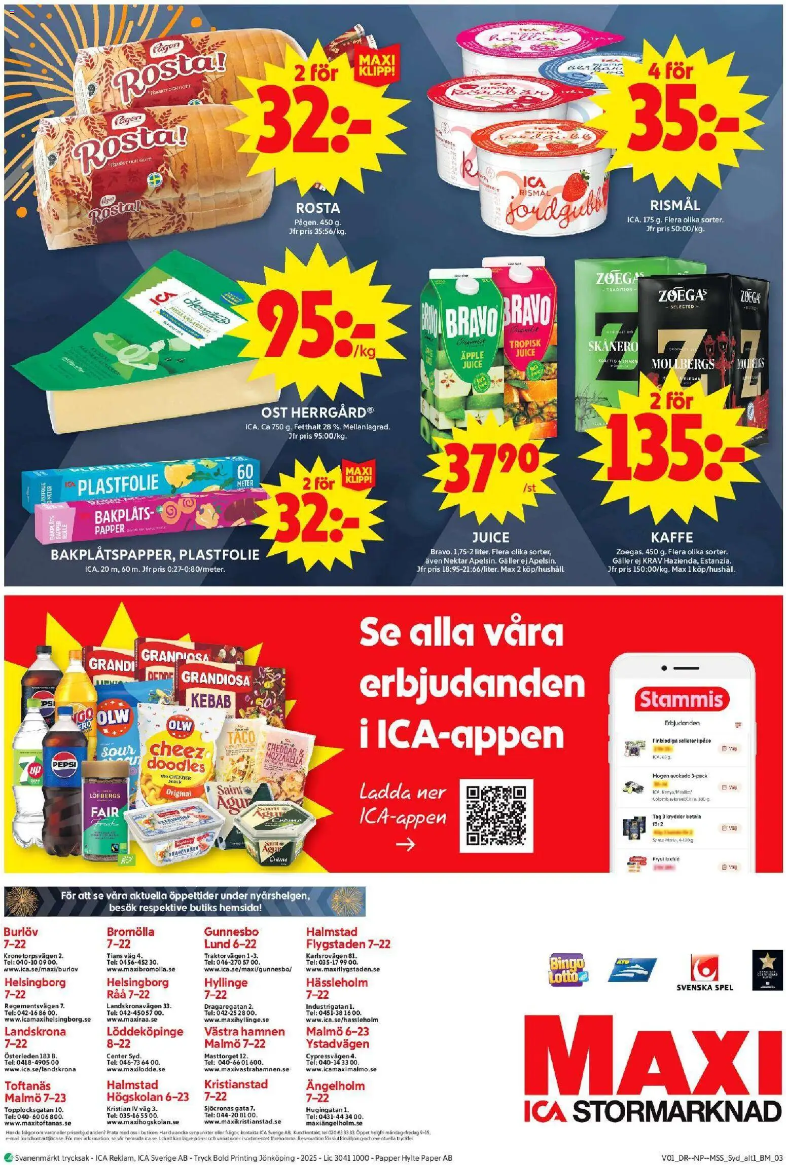 ICA Maxi reklamblad aktuell från 30.12.2025 | Sida: 10 | Produkter: Ost, Juice, Äpple, Spel