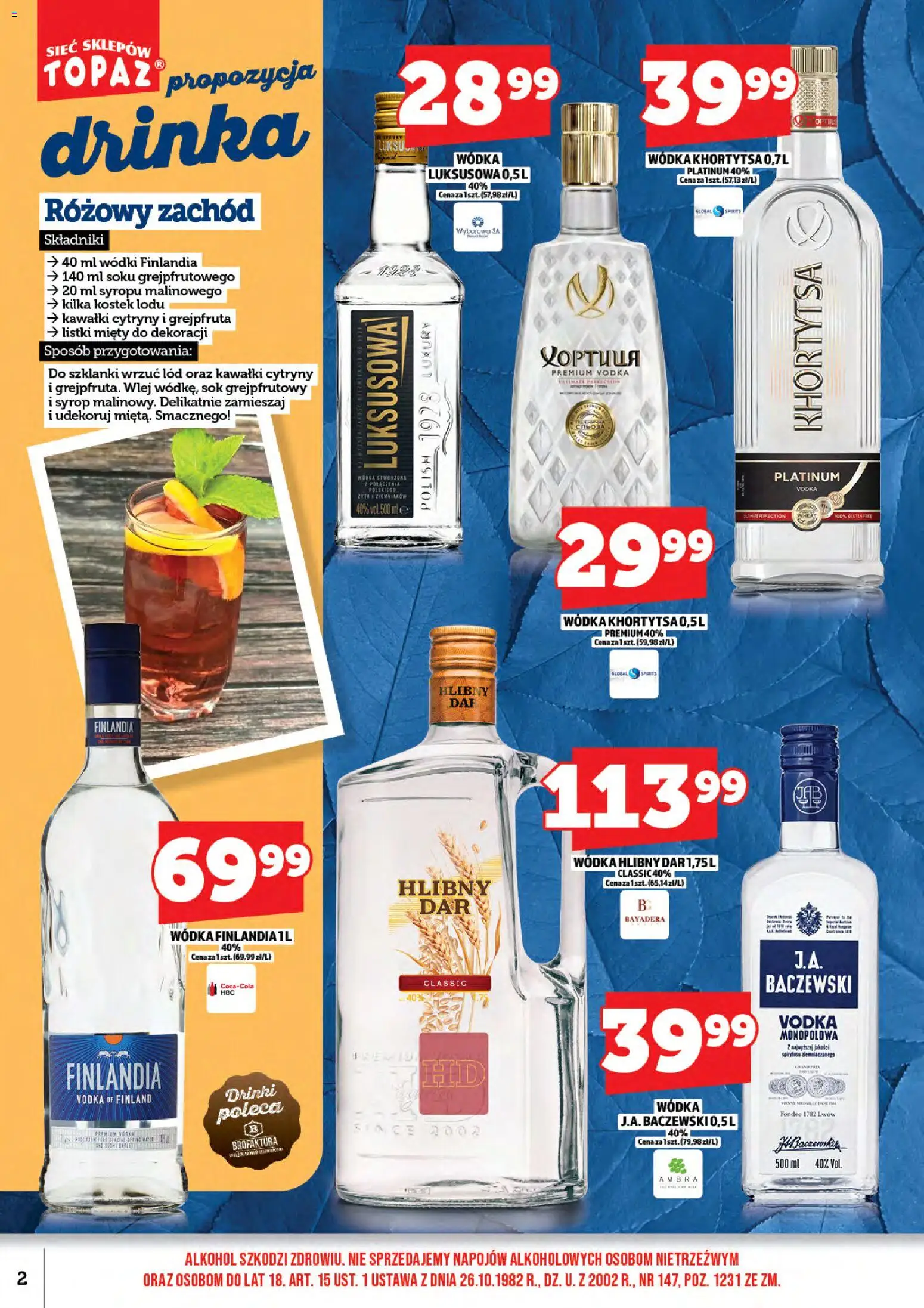 Topaz Gazetka alkoholowa od 01.11.2025 | Strona: 4 | Produkty: Wódka finlandia, Vodka, Alkohol, Wódka