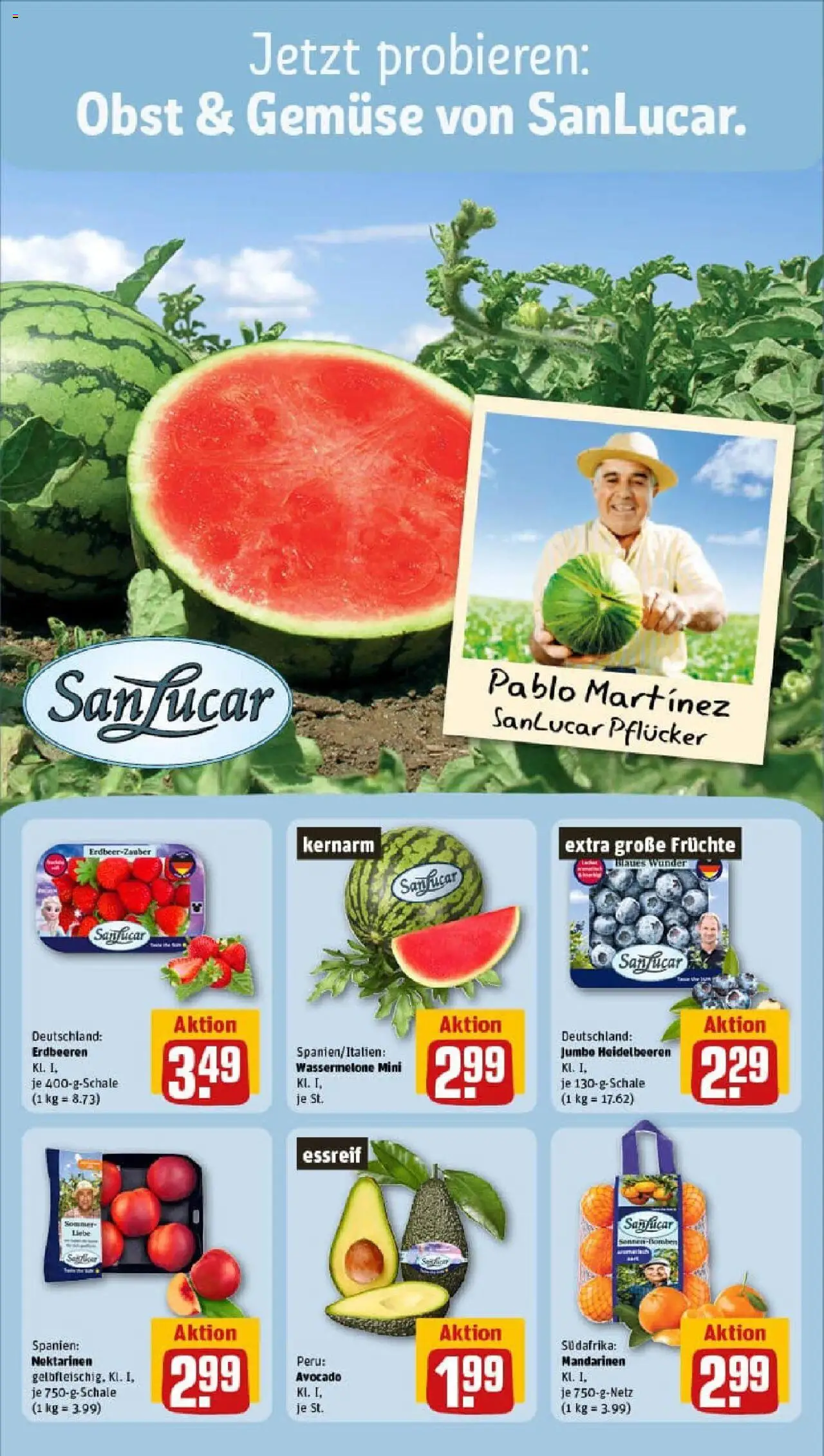 Rewe prospekt Saarbrücken / Klarenthal	 - gültig ab dem 20.07.2025 | Seite: 8 | Produkte: Mandarinen, Heidelbeeren, Obst, Wassermelone