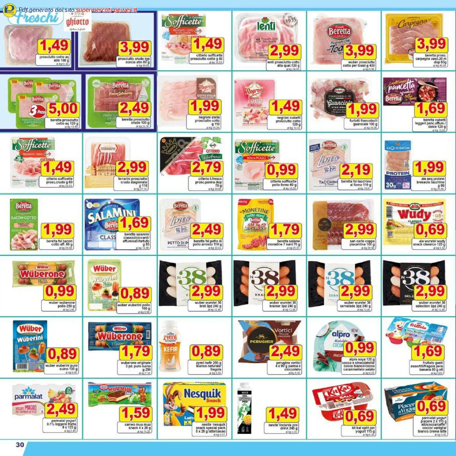 Volantino Pewex del 27.12.2025 | Pagina: 30 | Prodotti: Frutta, Wurstel, Cocco, Guanciale
