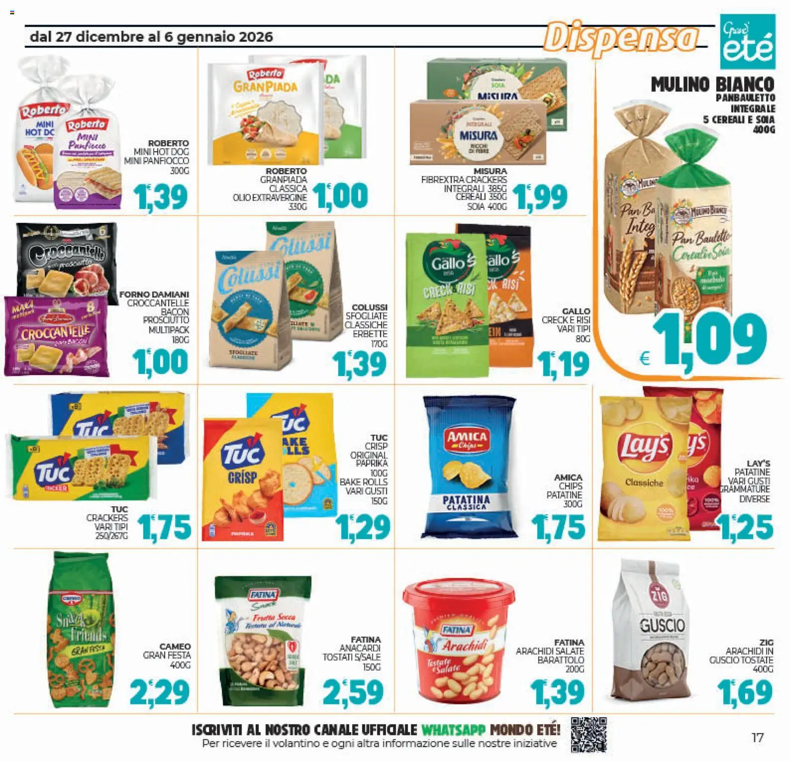 Volantino Eté del 27.12.2025 | Pagina: 17 | Prodotti: Frutta, Crackers, Arachidi, Forno