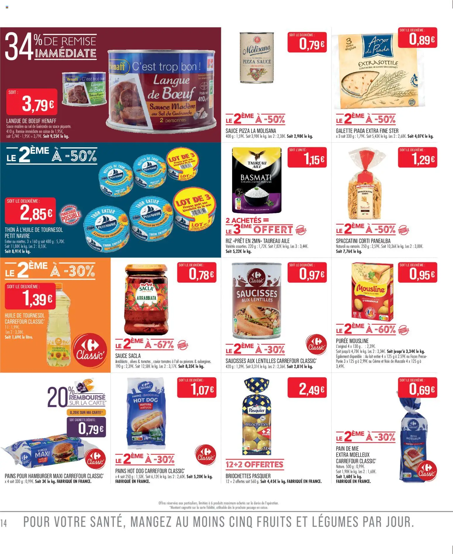 {H1} | Page: 14 | Produits: Sauce pizza, Pain de mie, Pizza, Noix