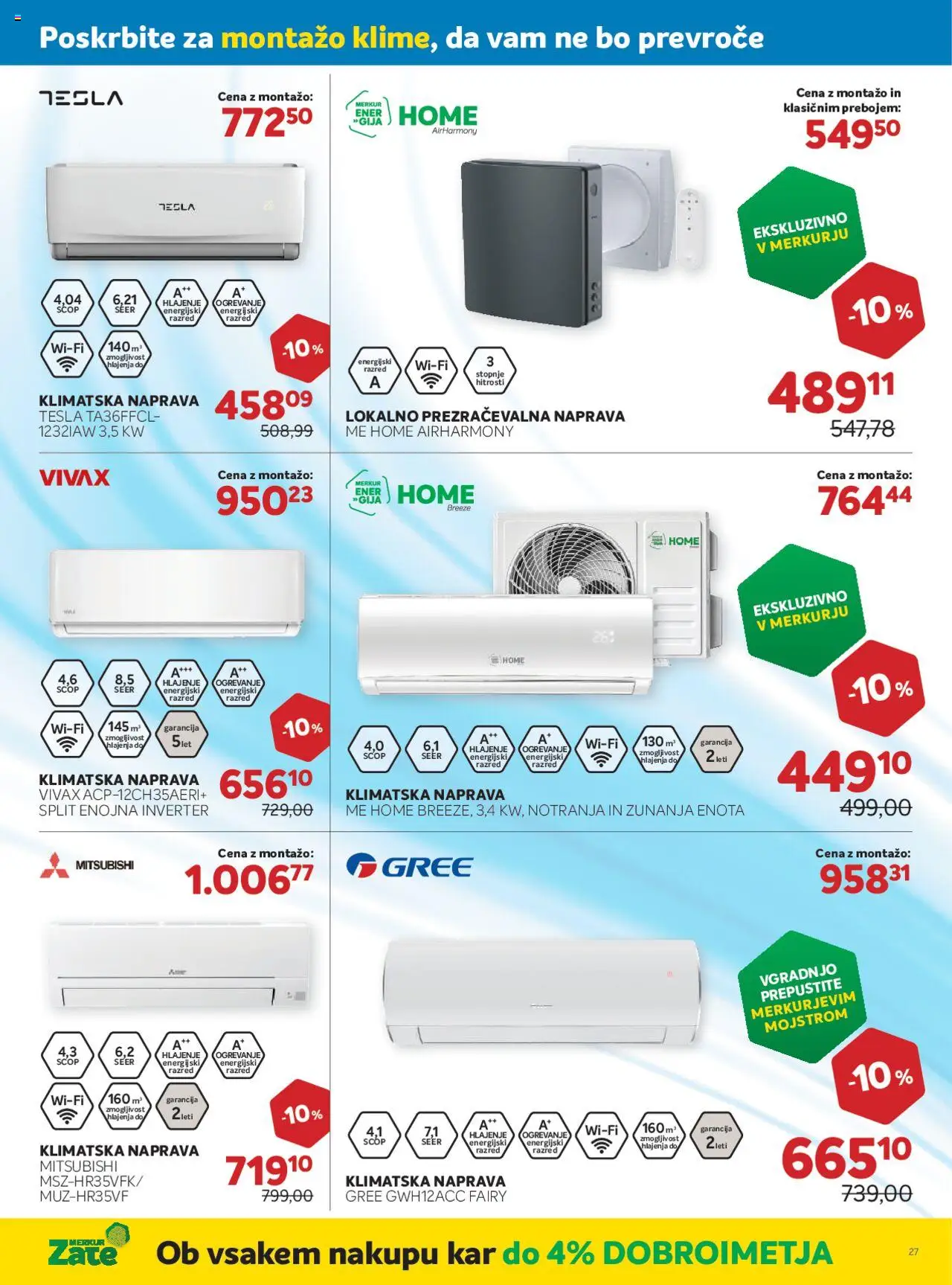 Merkur katalog │ velja od 06.08.2025 | Stran: 27 | Izdelki: Klimatska naprava, Inverter klimatska naprava