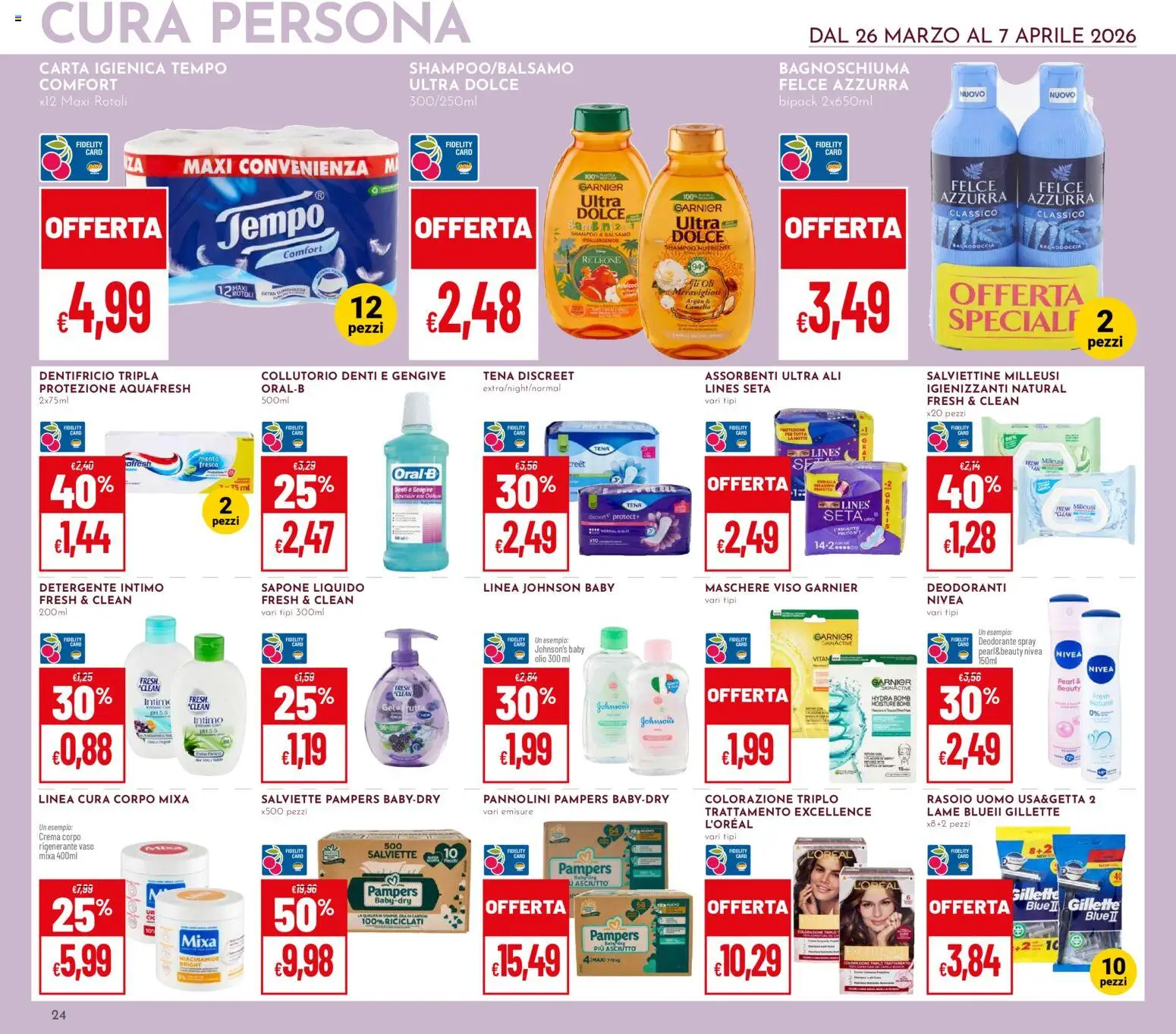Volantino Pan del 26.03.2026 | Pagina: 24 | Prodotti: Shampoo, Balsamo, Bagnoschiuma, Vaso