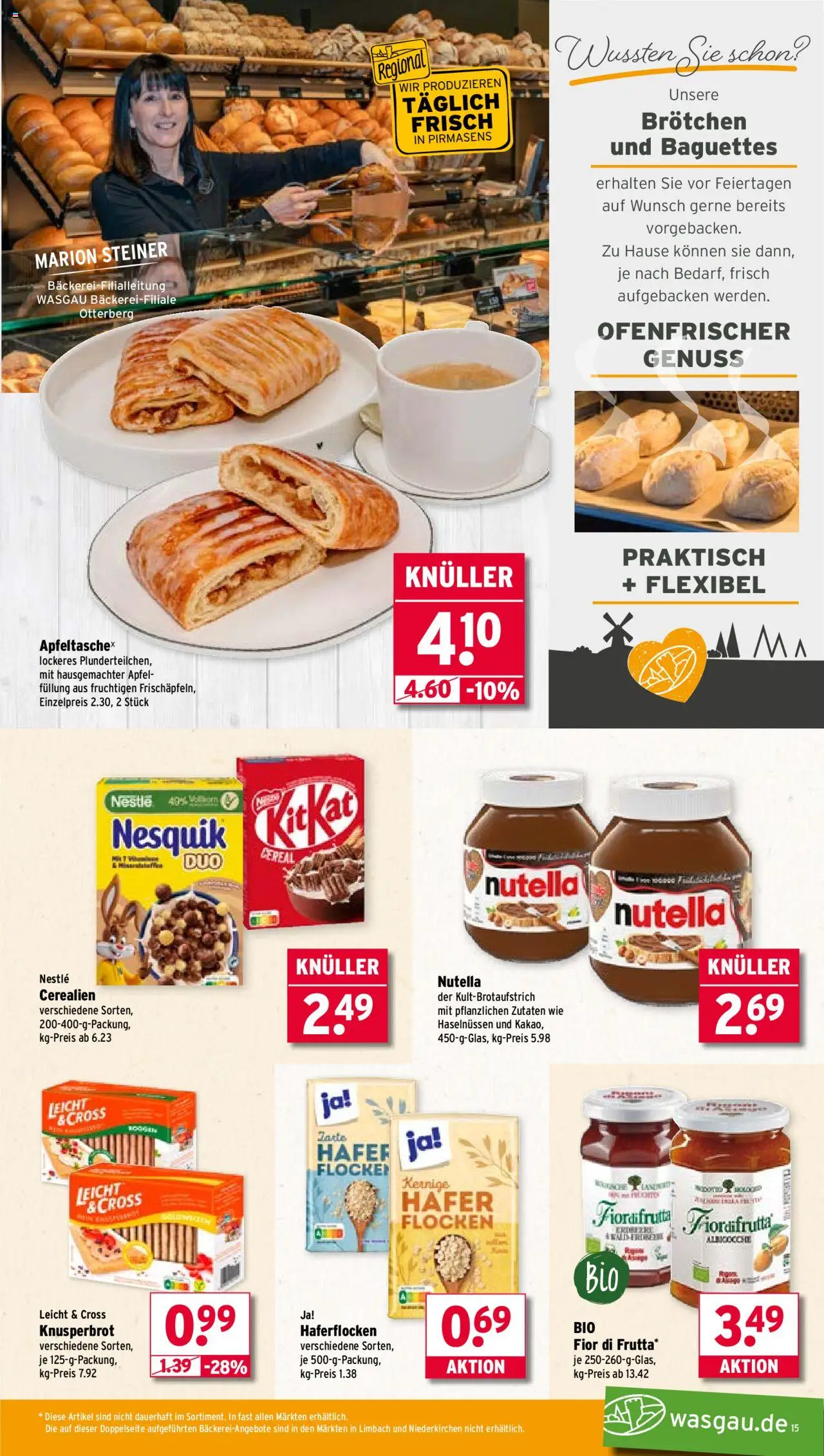 Wasgau Prospekt 	 – gültig ab 22.09.2025 | Seite: 15 | Produkte: Nesquik, Äpfel, Nutella, Flocken