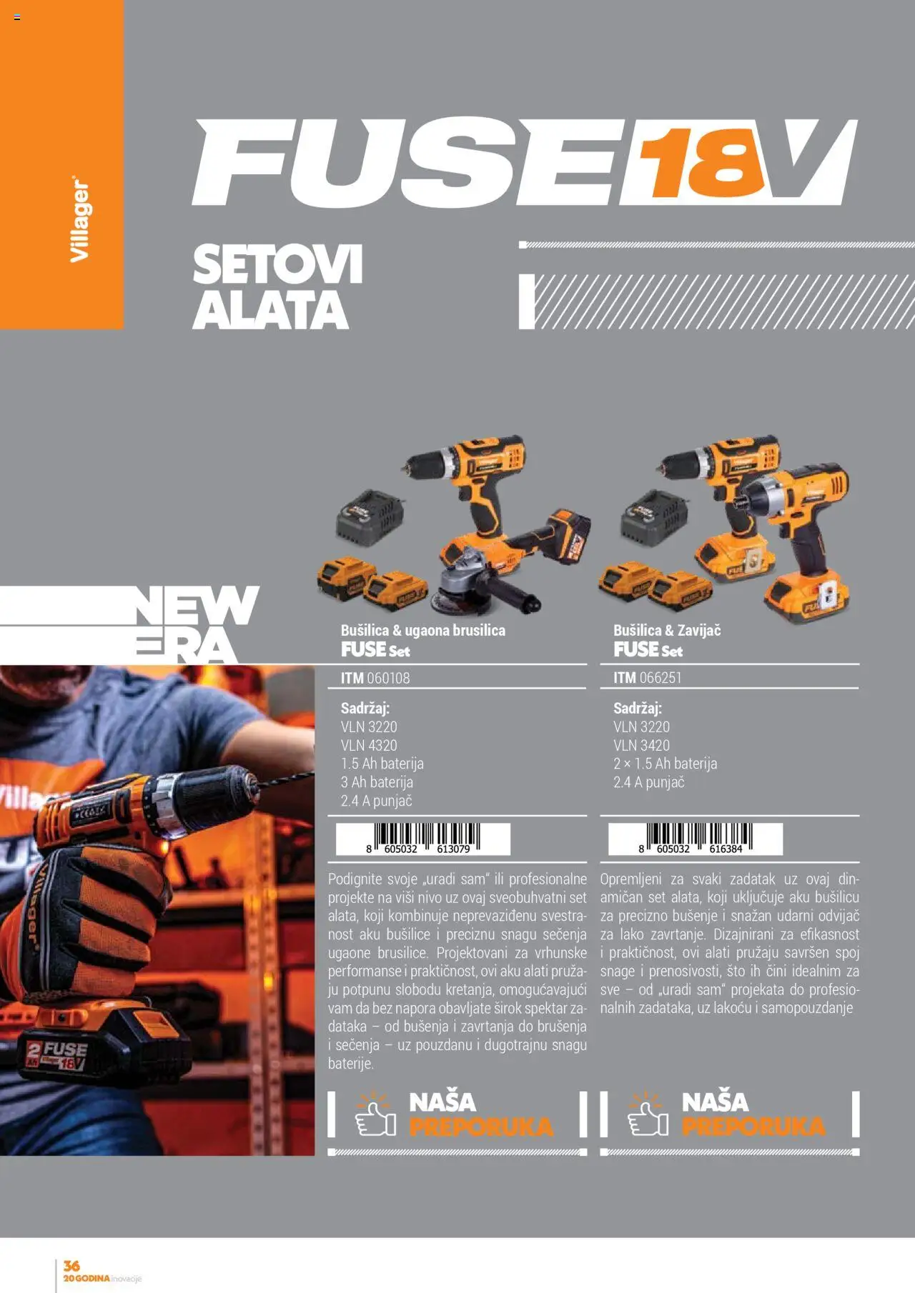 Villager katalog - važi od 13.02.2025 | Strana: 36 | Proizvode: Baterija, Ugaona brusilica, Brusilica, Bušilica
