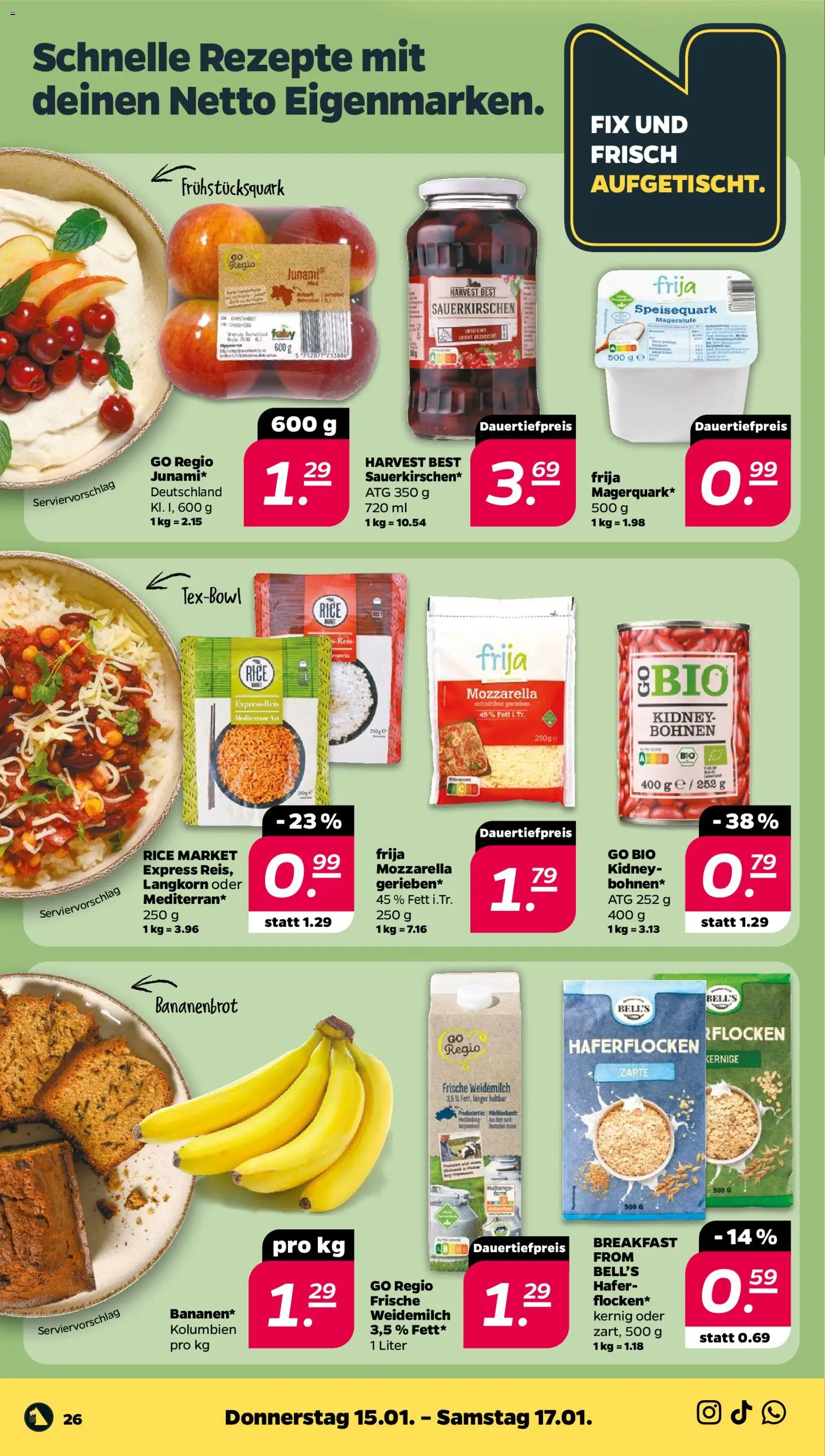 Netto Prospekt 	 – gültig ab 12.01.2026 | Seite: 28 | Produkte: Mozzarella, Flocken, Speisequark