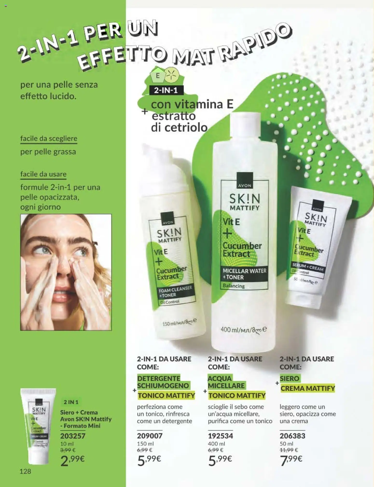 Volantino Avon del 31.12.2025 | Pagina: 128 | Prodotti: Crema, Detergente, Cetriolo, Toner