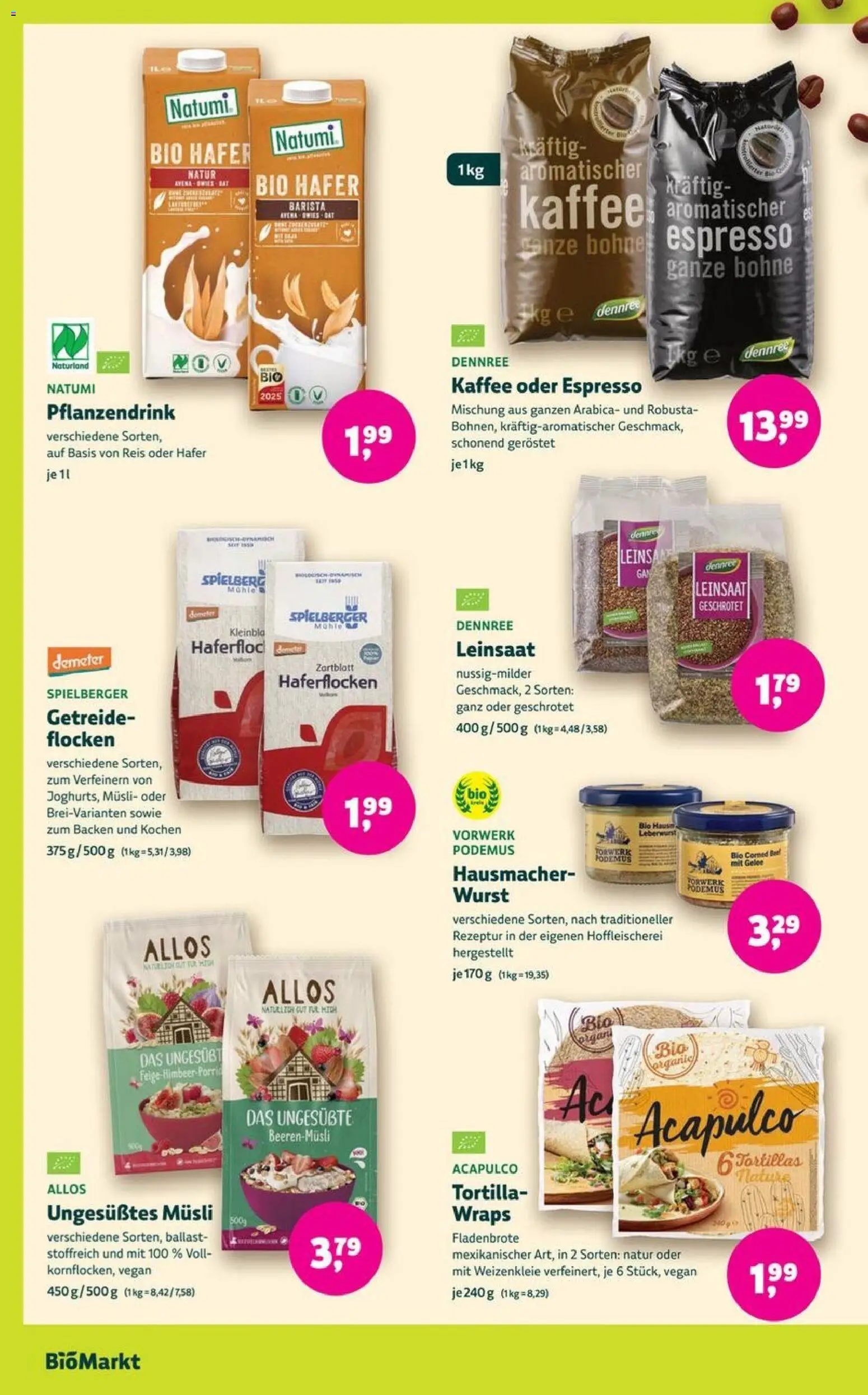 BioMarkt Prospekt 	 – gültig ab 08.04.2026 | Seite: 10 | Produkte: Wurst, Reis, Getreide, Flocken