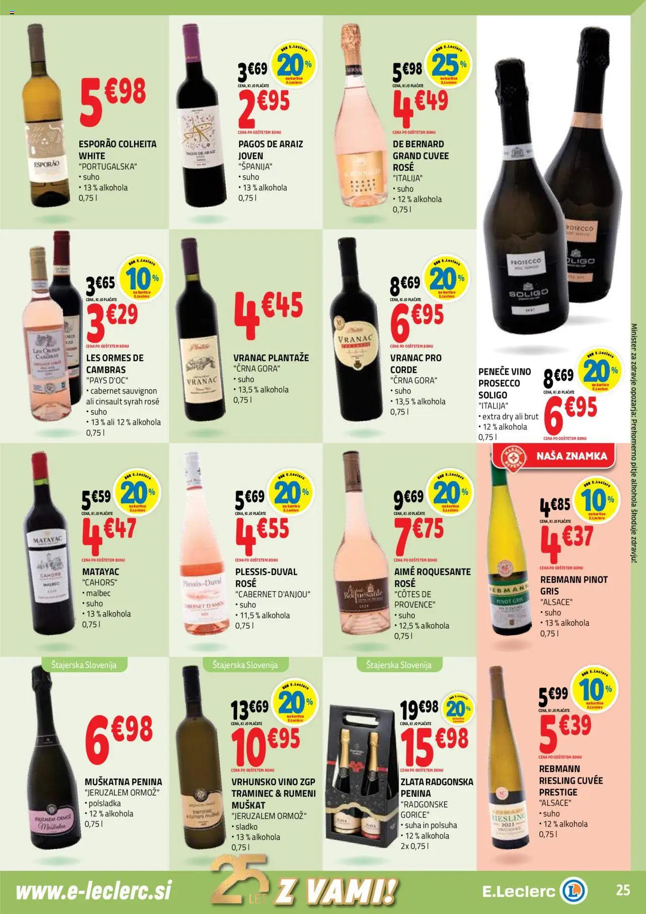 Novi E.leclerc katalog ponudbe – veljaven od 17.09.2025 | Stran: 25 | Izdelki: Penina, Vino