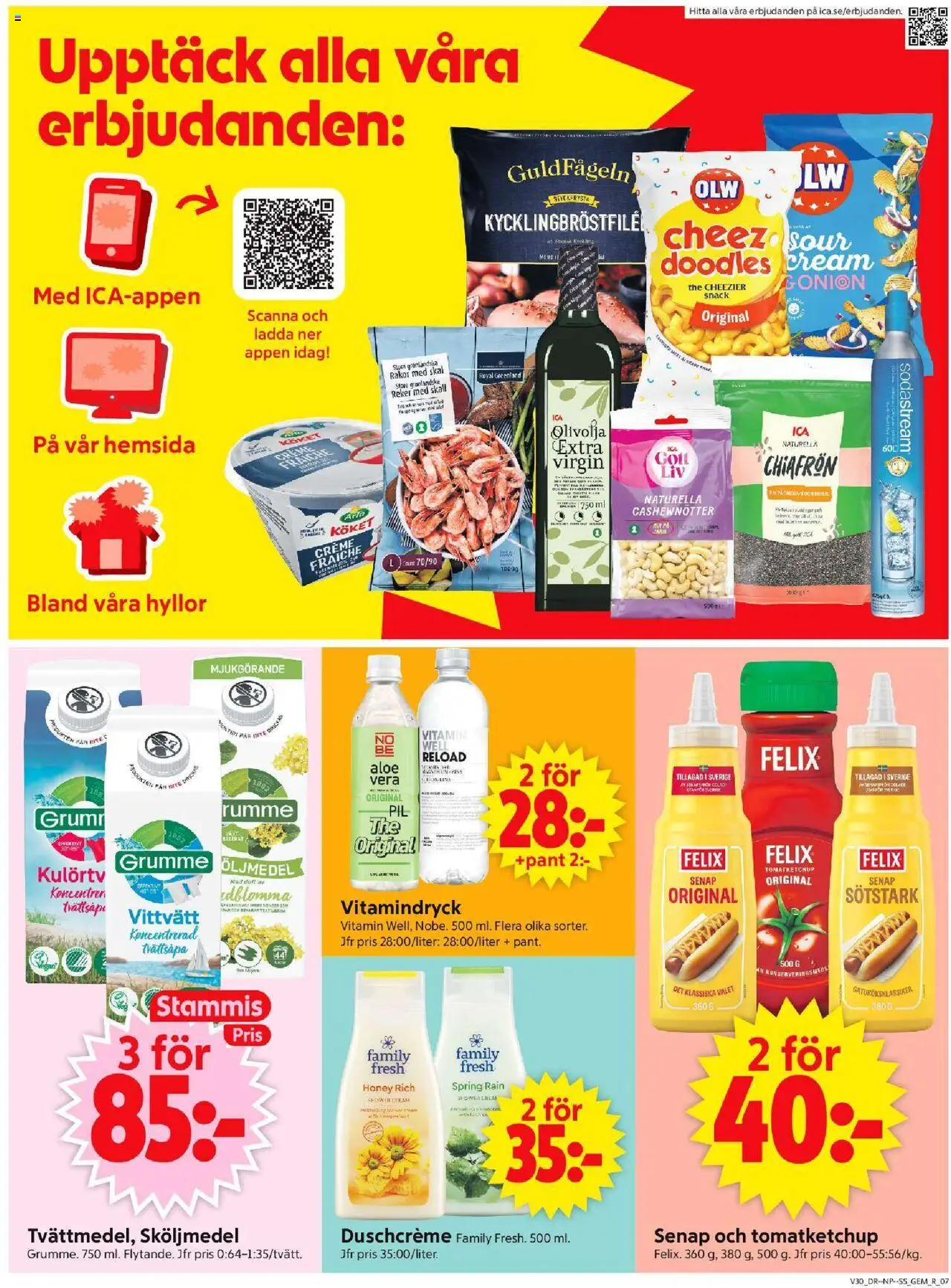 ICA Supermarket reklamblad aktuell från 21.07.2025 | Sida: 9 | Produkter: Senap, Cashewnötter, Räkor, Sodastream