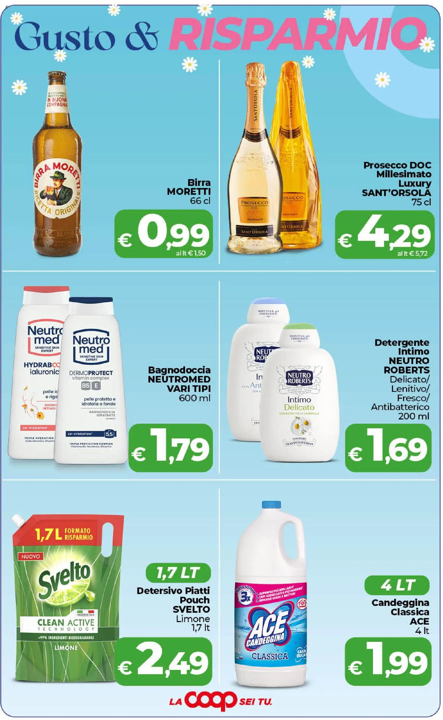 Volantino COOP del 17.04.2026 | Pagina: 4 | Prodotti: Intimo, Prosecco, Olio, Birra Moretti
