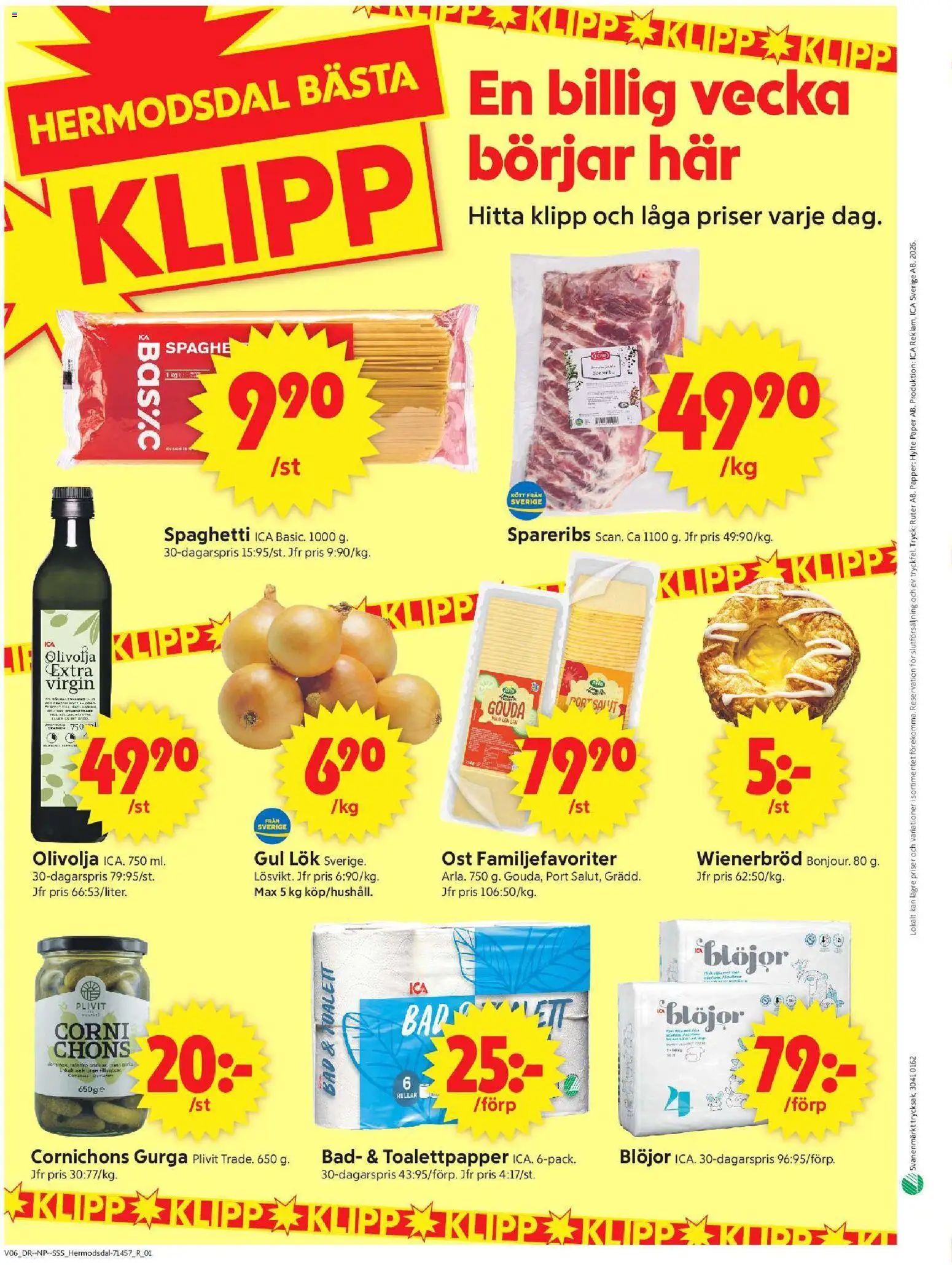 ICA Supermarket reklamblad aktuell från 02.02.2026 | Sida: 10 | Produkter: Olivolja, Gul lök, Papper, Blöjor