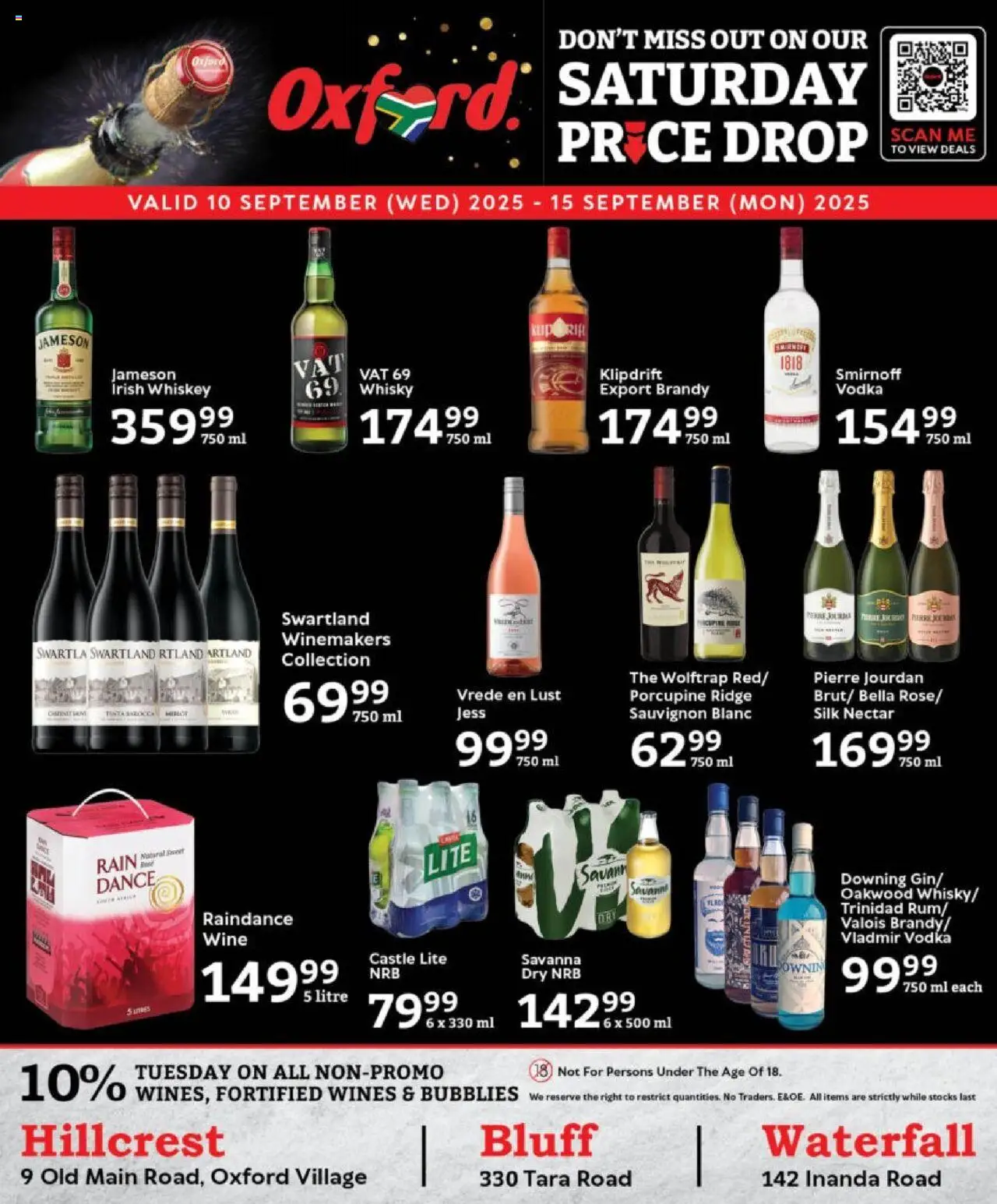 New Oxford Freshmarket catalogue – valid from 10.09.2025 | Page: 1 | Products: Brandy, Wine, Vodka, Whiskey