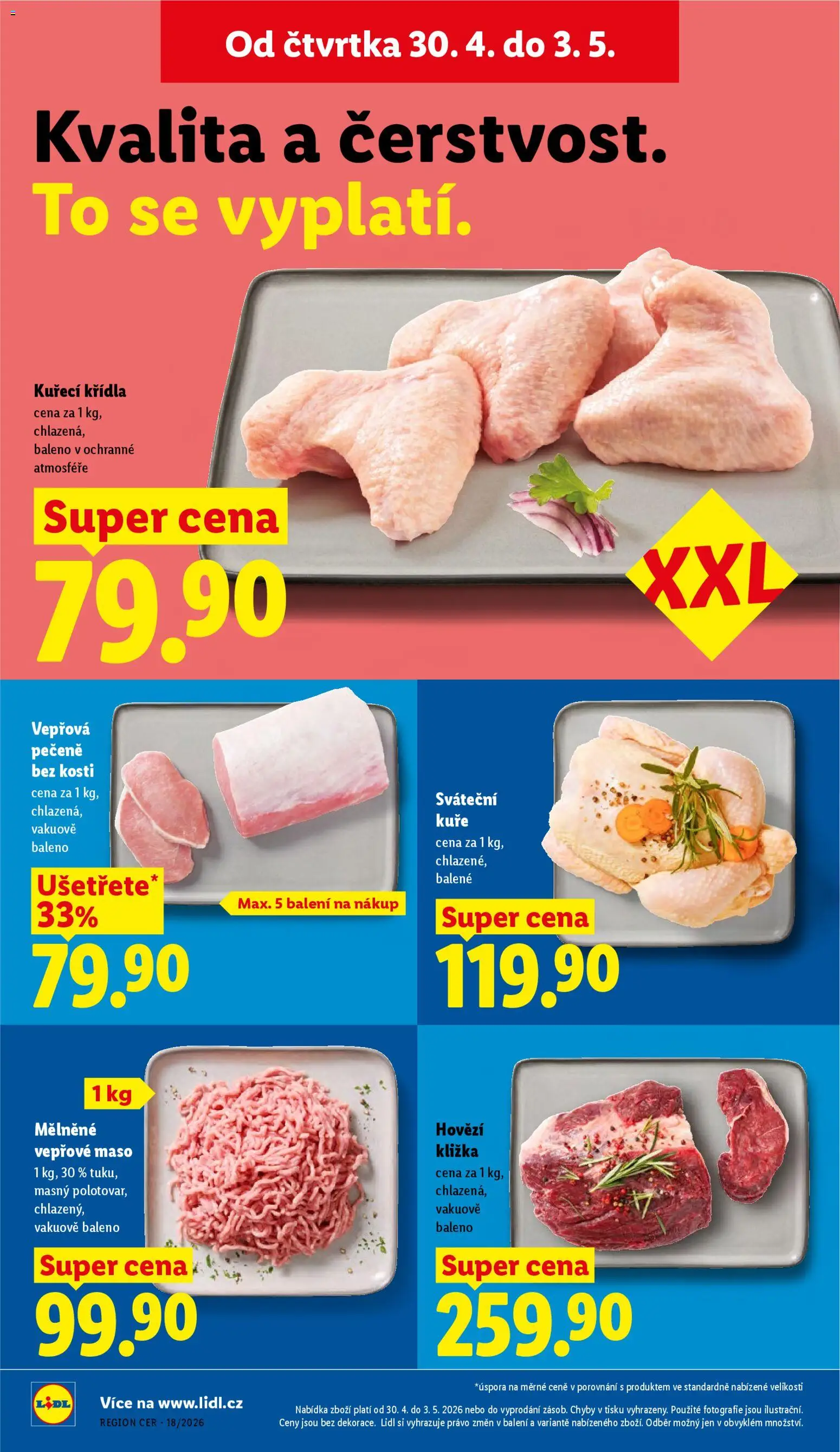 Lidl leták od 30.04.2026 | Strana: 14 | Produkty: Vepřová pečeně, Vepřové maso, Hovězí kližka, Maso