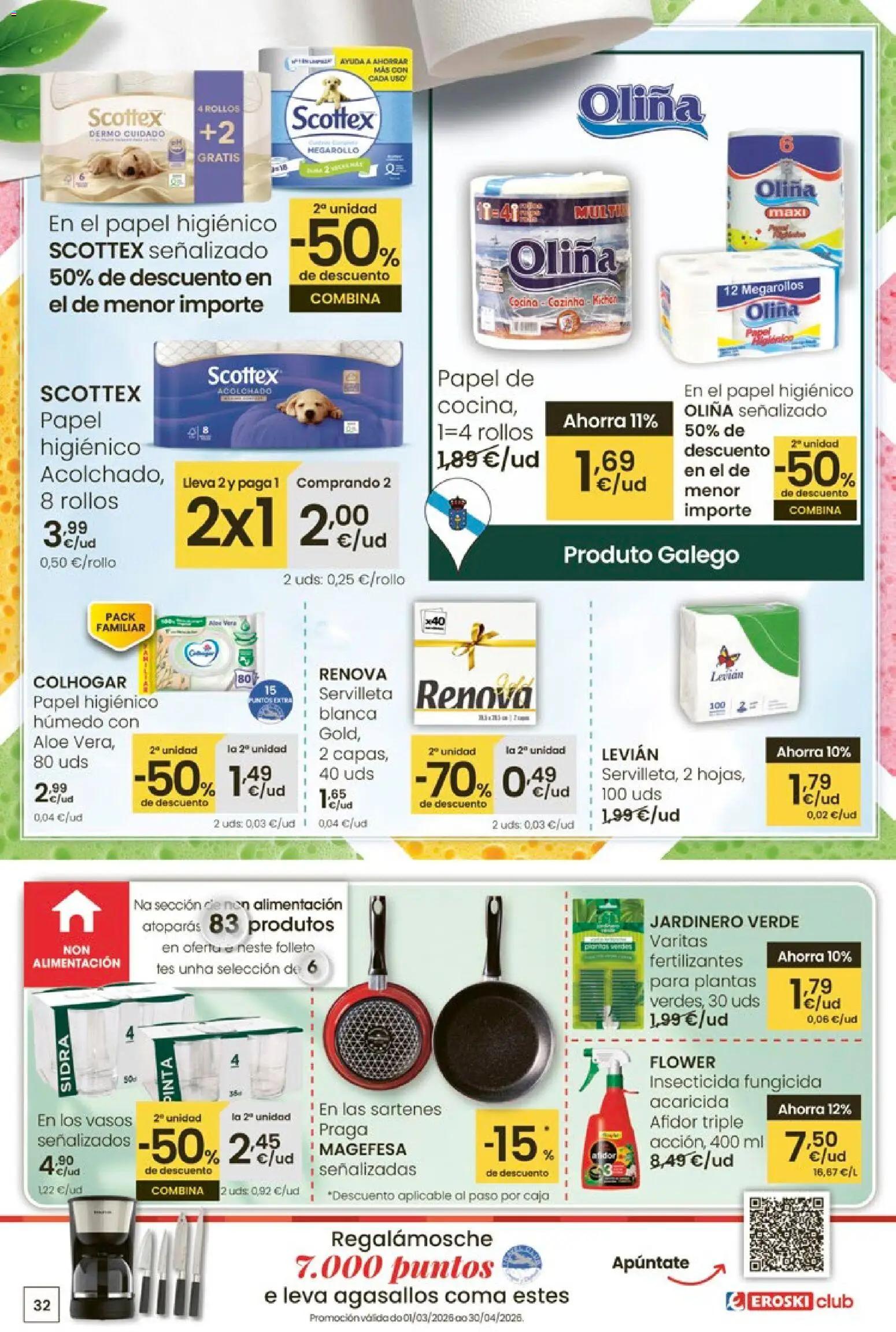 Eroski - Oferta │ válido desde el 12.03.2026 | Página: 32 | Productos: Papel higienico, Vasos, Cocina, Caja