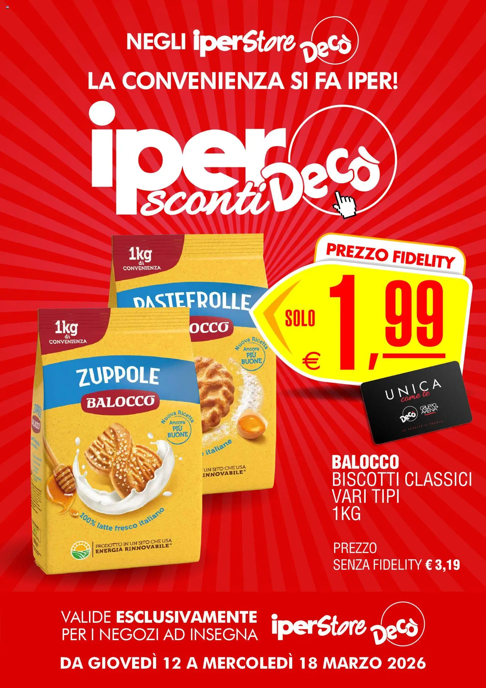 Volantino Decò del 12.03.2026 | Pagina: 1 | Prodotti: Biscotti, Latte