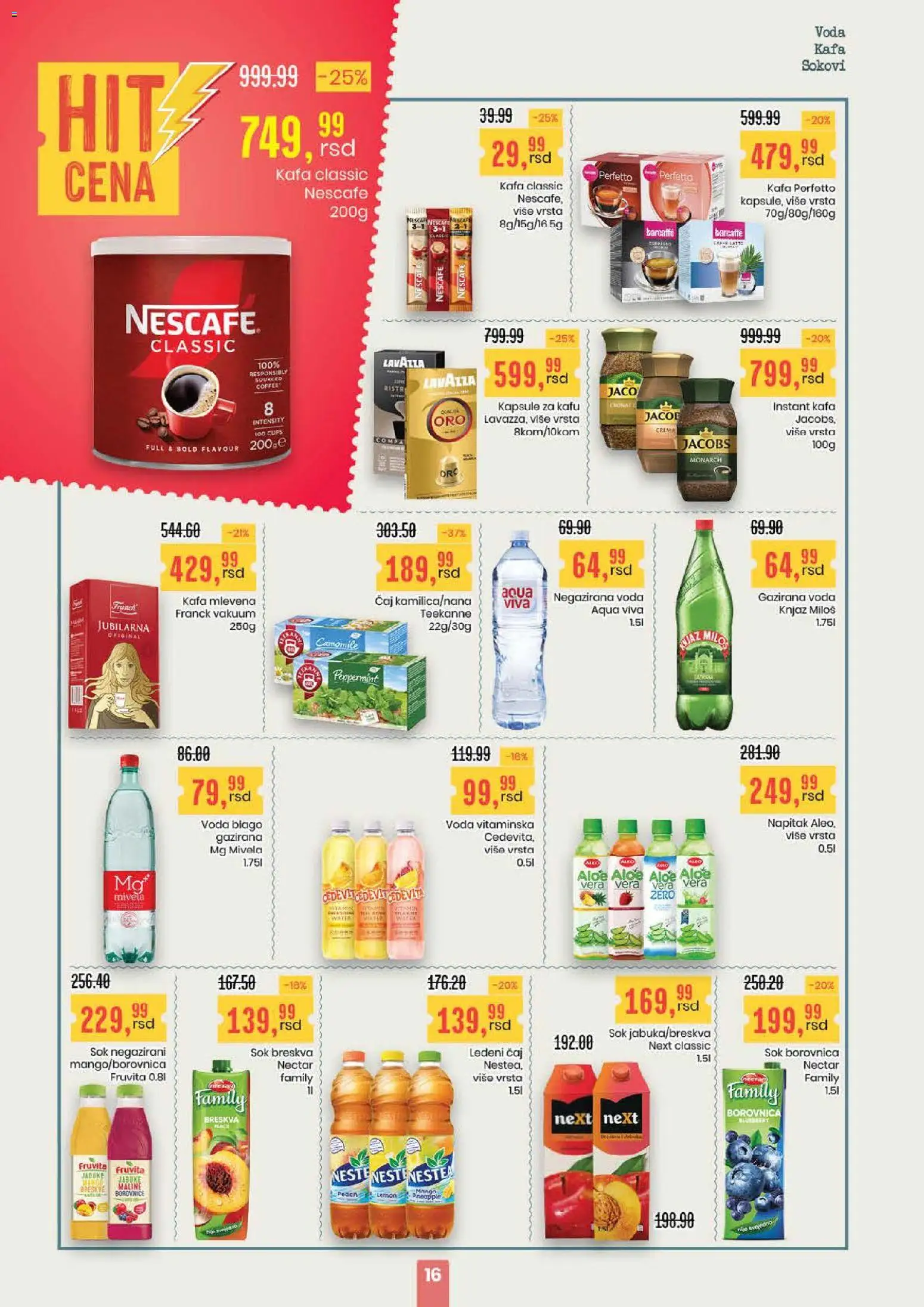 Aroma Market katalog - važi od 22.01.2026 | Strana: 16 | Proizvode: Kapsule, Borovnica, Teekanne, Sok