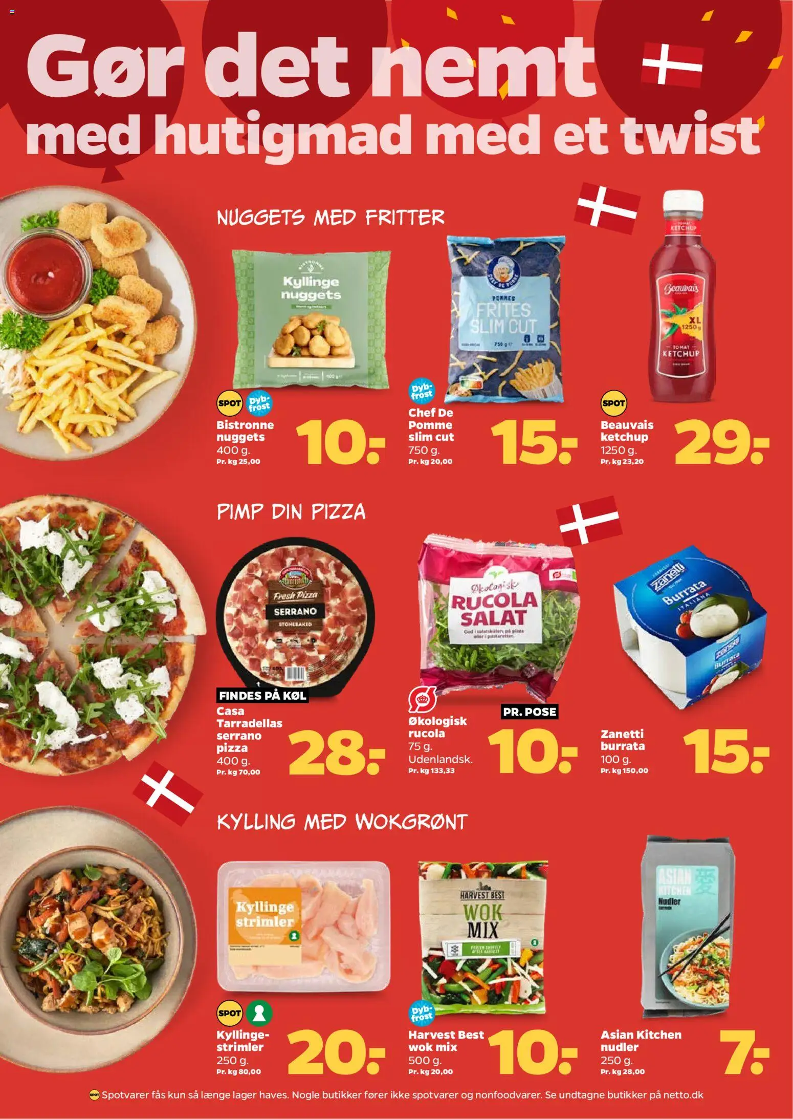 Netto tilbudsavis – gyldig fra 07.03.2026 | Side: 12 | Produkter: Pizza, Nudler, Nuggets, Salat