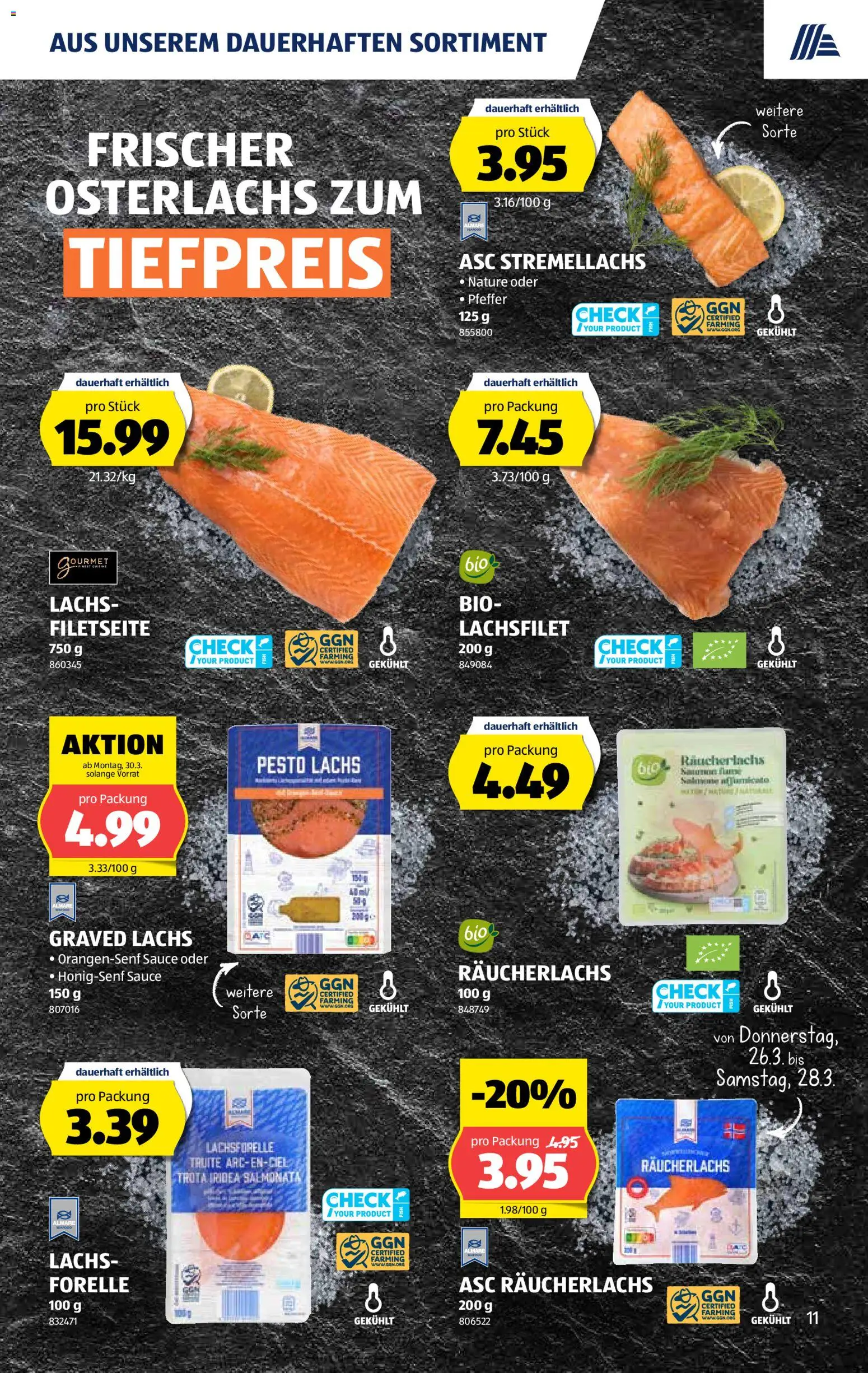 Aldi aktionen – gültig ab 26.03.2026 | Seite: 12 | Produkte: Lachs, Räucherlachs, Pfeffer