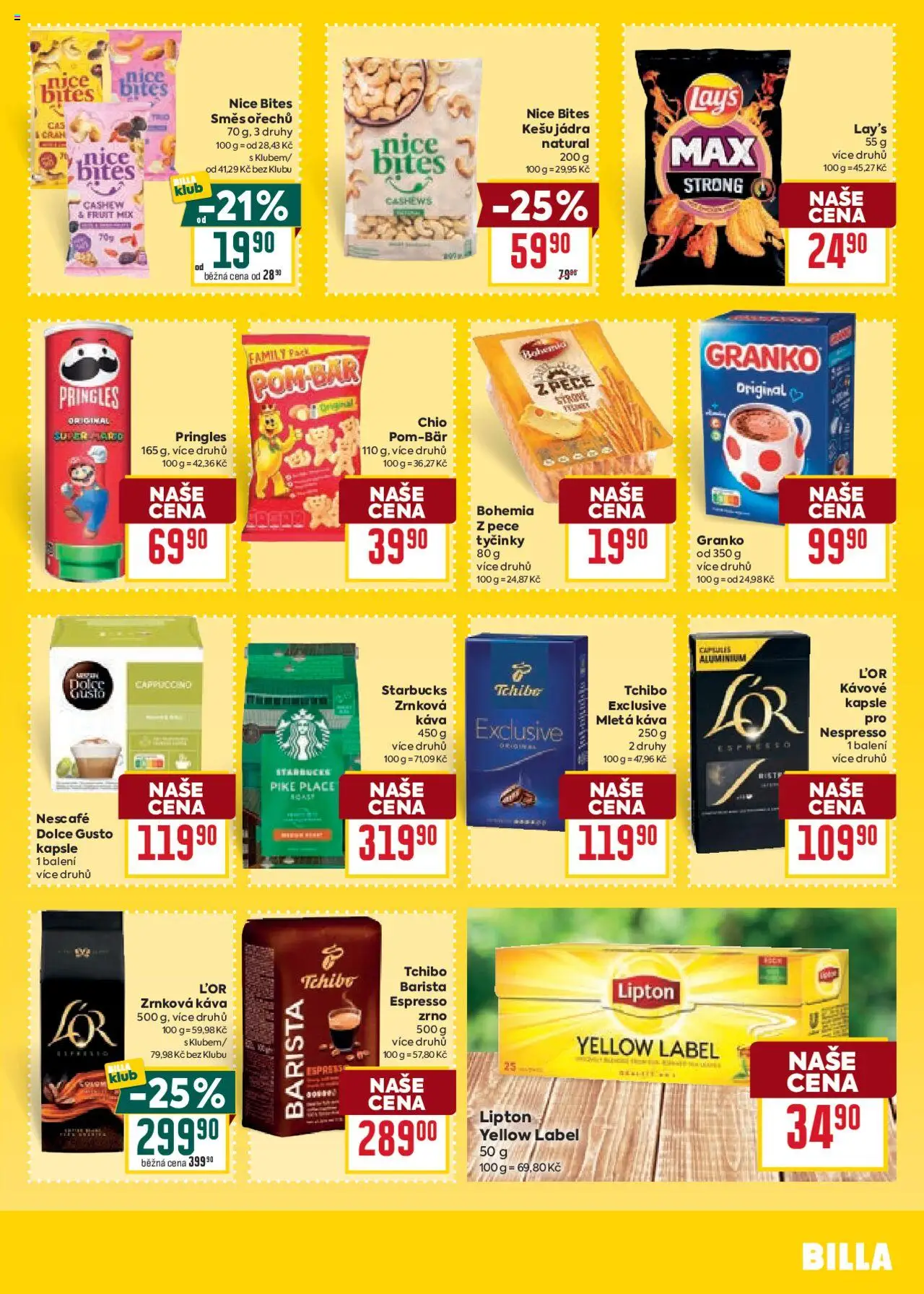 Billa Velký leták od 24.09.2025 | Strana: 25 | Produkty: Pringles, Tyčinky, L'Or, Cappuccino