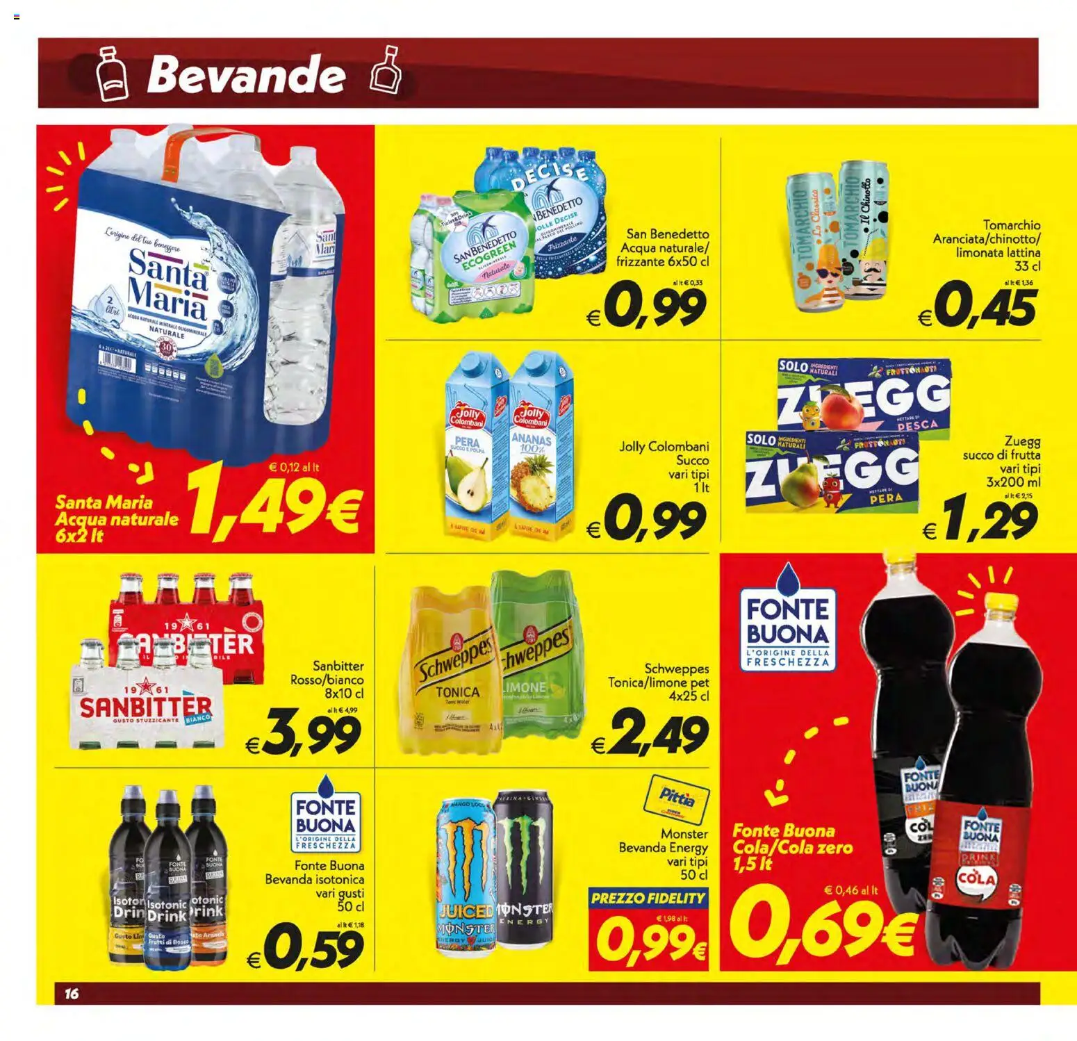 Volantino SuperConveniente del 05.01.2026 | Pagina: 16 | Prodotti: Chinotto, Limone, Pesca, Acqua naturale