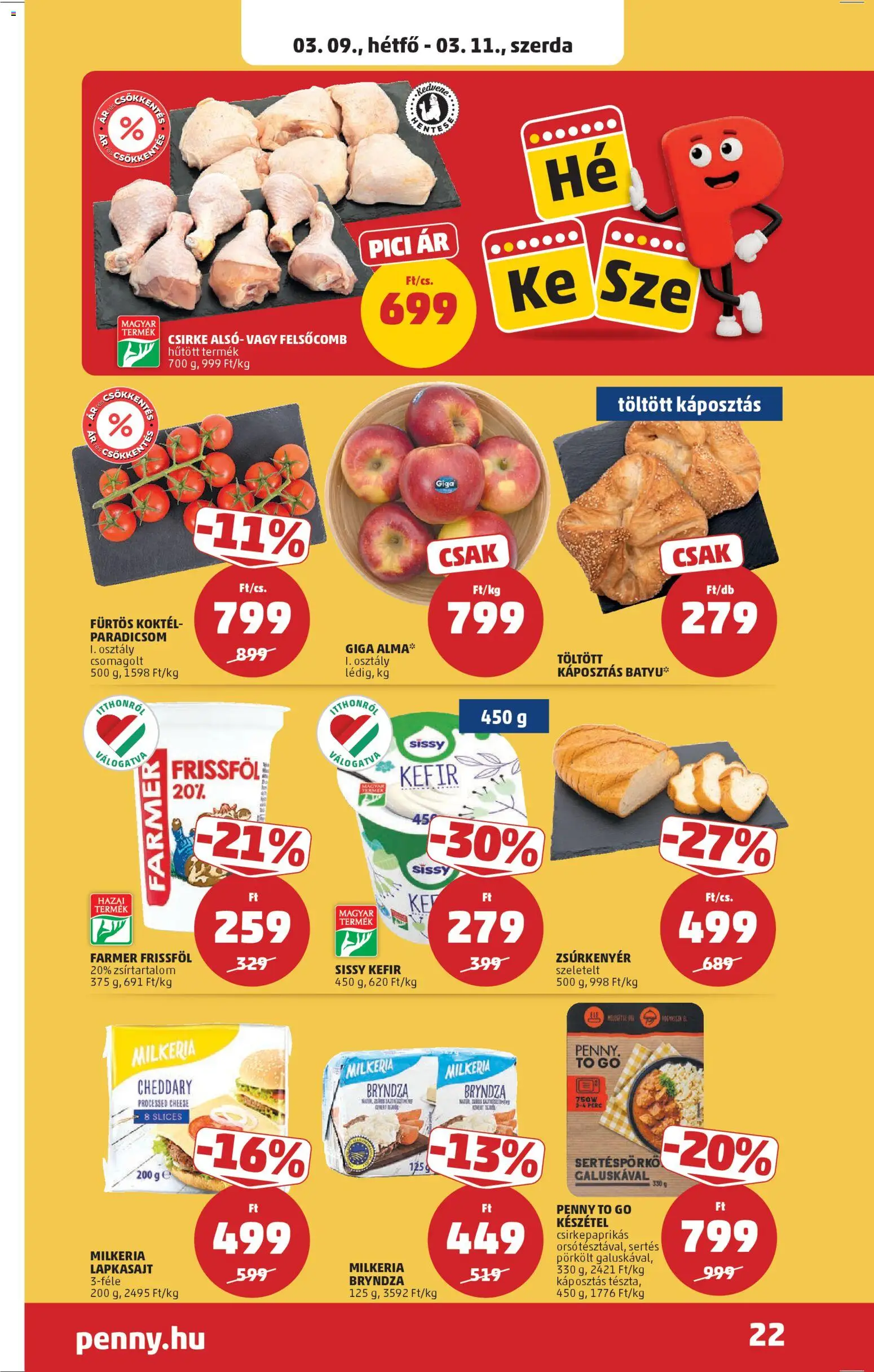 PENNY akciós ujság - amely érvényes a következő dátumtól: 05.03.2026 | Oldal: 26 | Termékek: Kefir, Alma, Paradicsom, Készétel