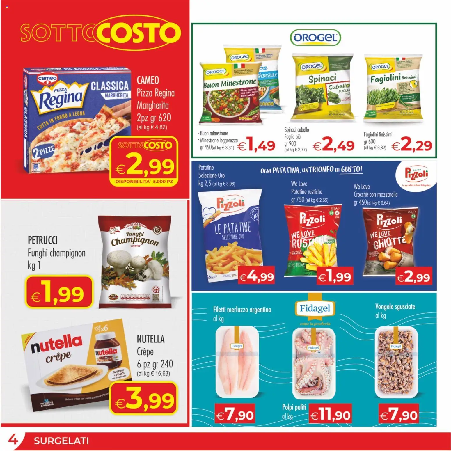 Volantino MerSi Supermercati del 04.03.2026 | Pagina: 4 | Prodotti: Merluzzo, Mozzarella, Spinaci, Nutella