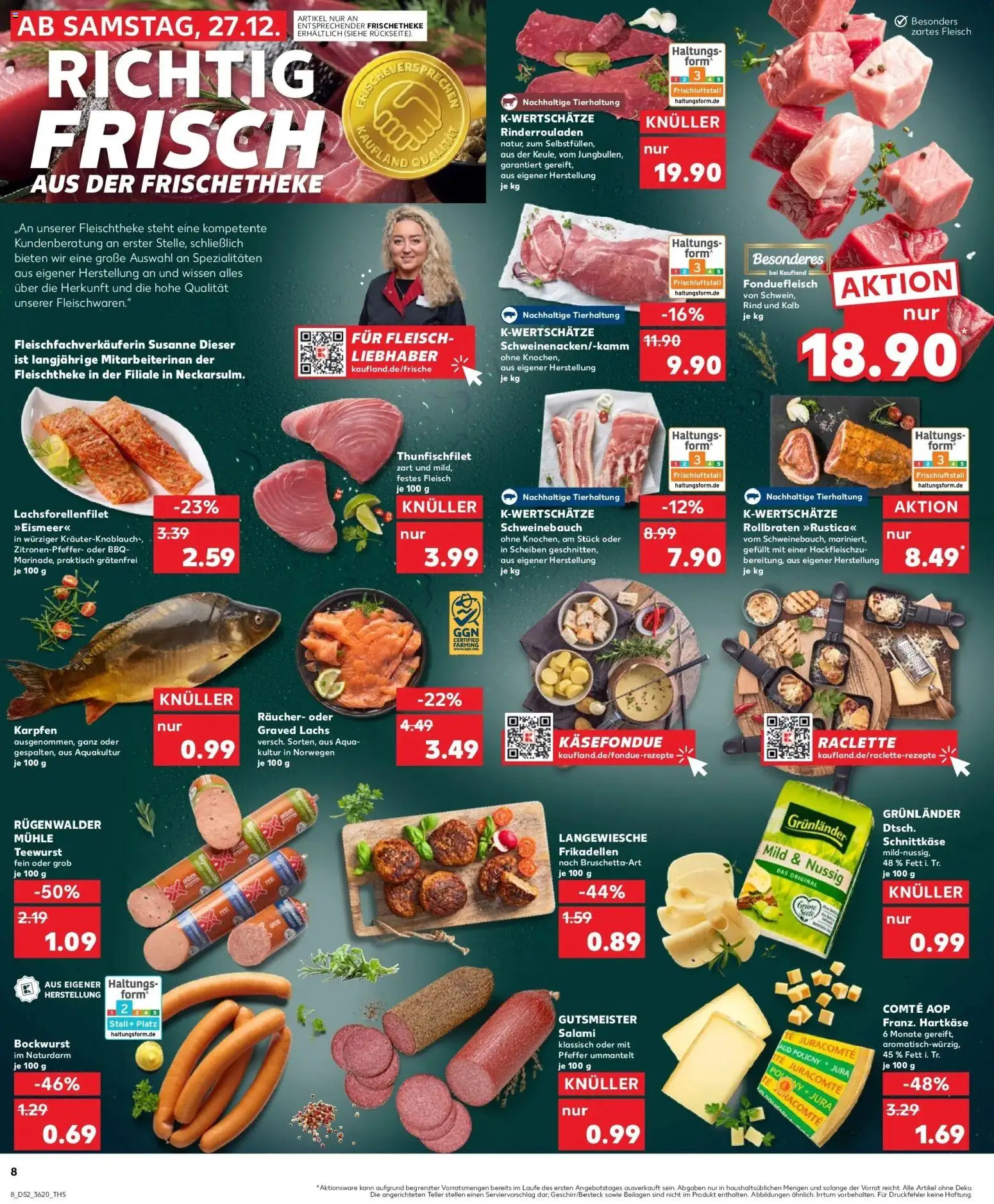 Kaufland prospekt Celle	 – gültig ab 27.12.2025 | Seite: 8 | Produkte: Rinderrouladen, Bockwurst, Mühle, Lachs