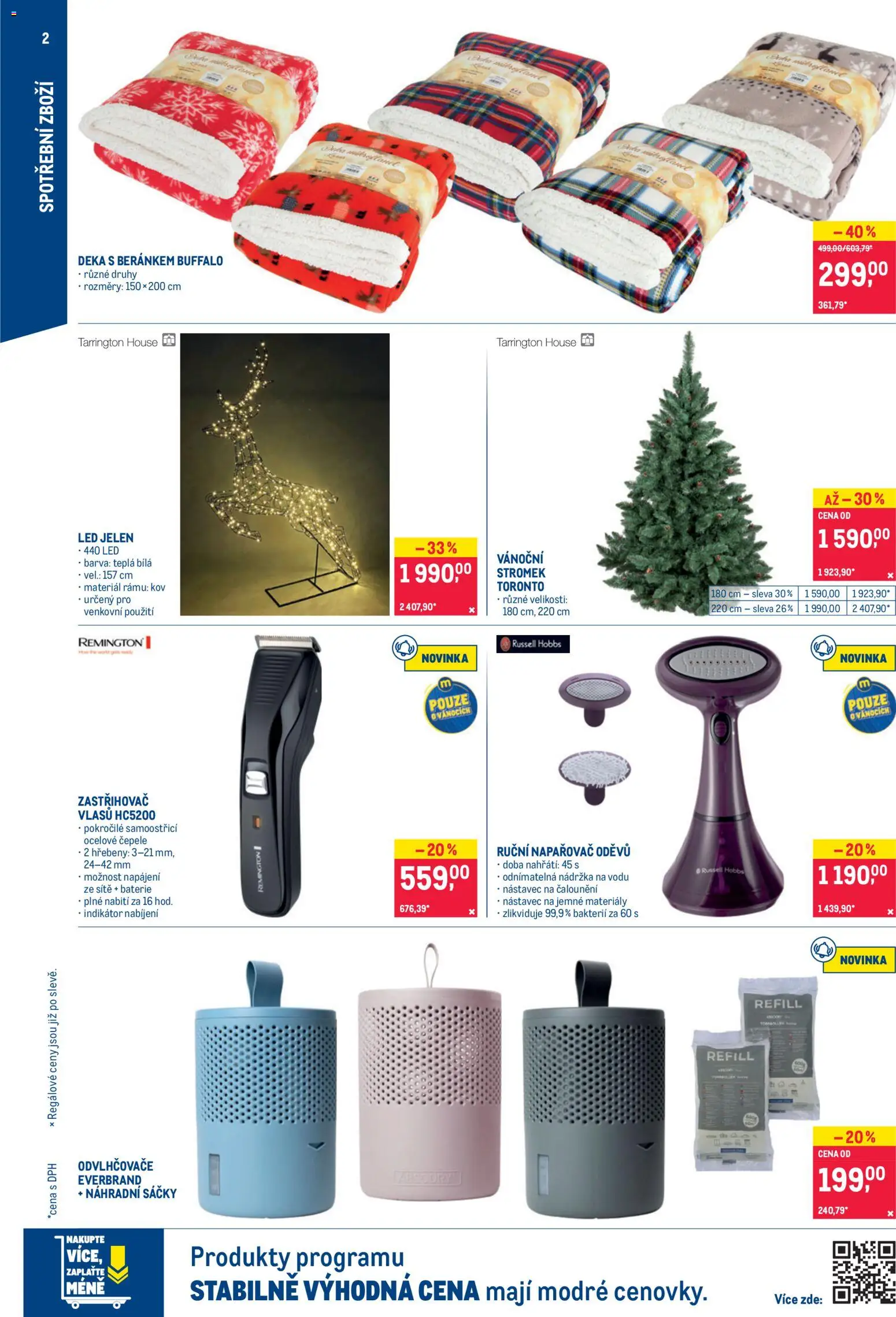 Makro leták - Spotřební zboží od 19.11.2025 | Strana: 2 | Produkty: Napařovač oděvů, Jelen, Russell Hobbs, LED