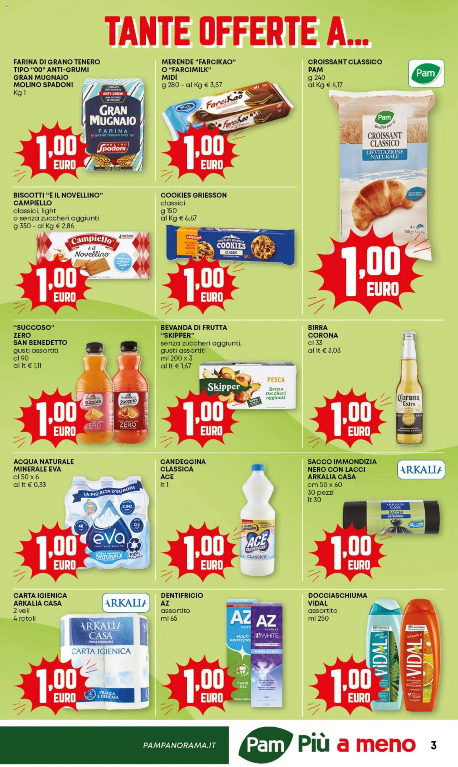 Volantino PAM del 06.11.2025 | Pagina: 3 | Prodotti: Carta igienica, Acqua, Frutta, Pattumiera